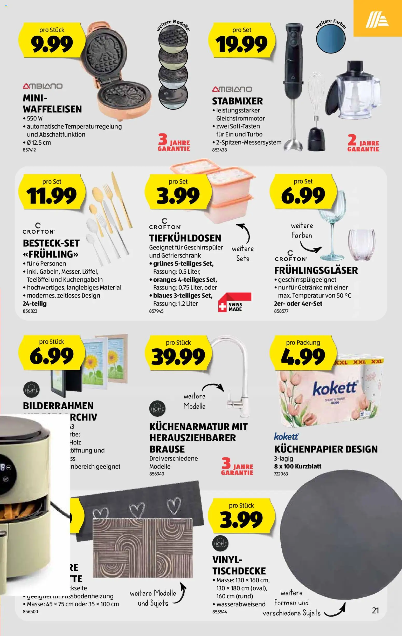 Aldi aktionen – gültig ab 16.04.2026 | Seite: 22 | Produkte: Waffeleisen, Stabmixer, Gefrierschrank, Geschirrspüler