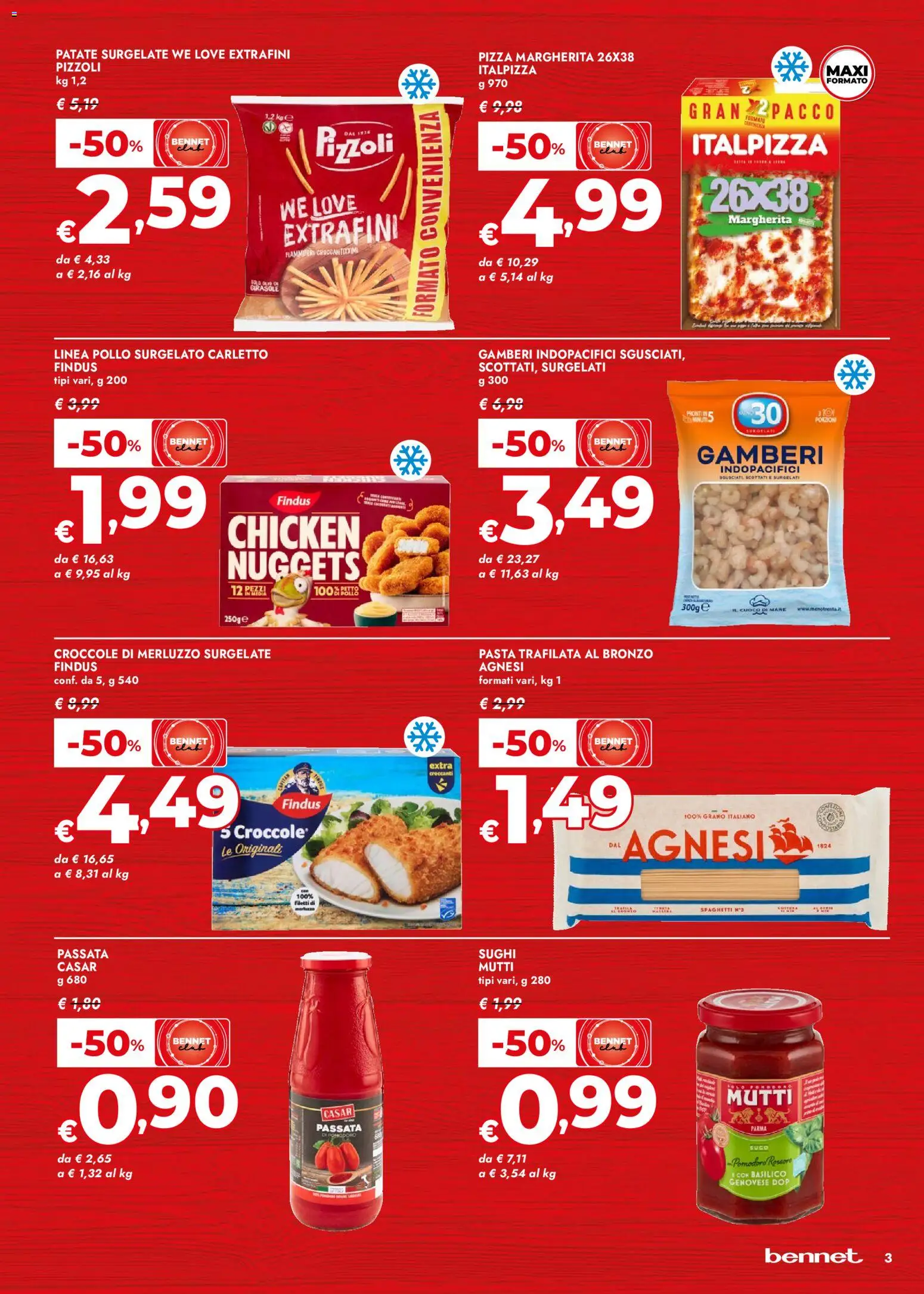 Volantino bennet del 07.04.2026 | Pagina: 3 | Prodotti: Pollo, Merluzzo, Pomodoro, Mutti