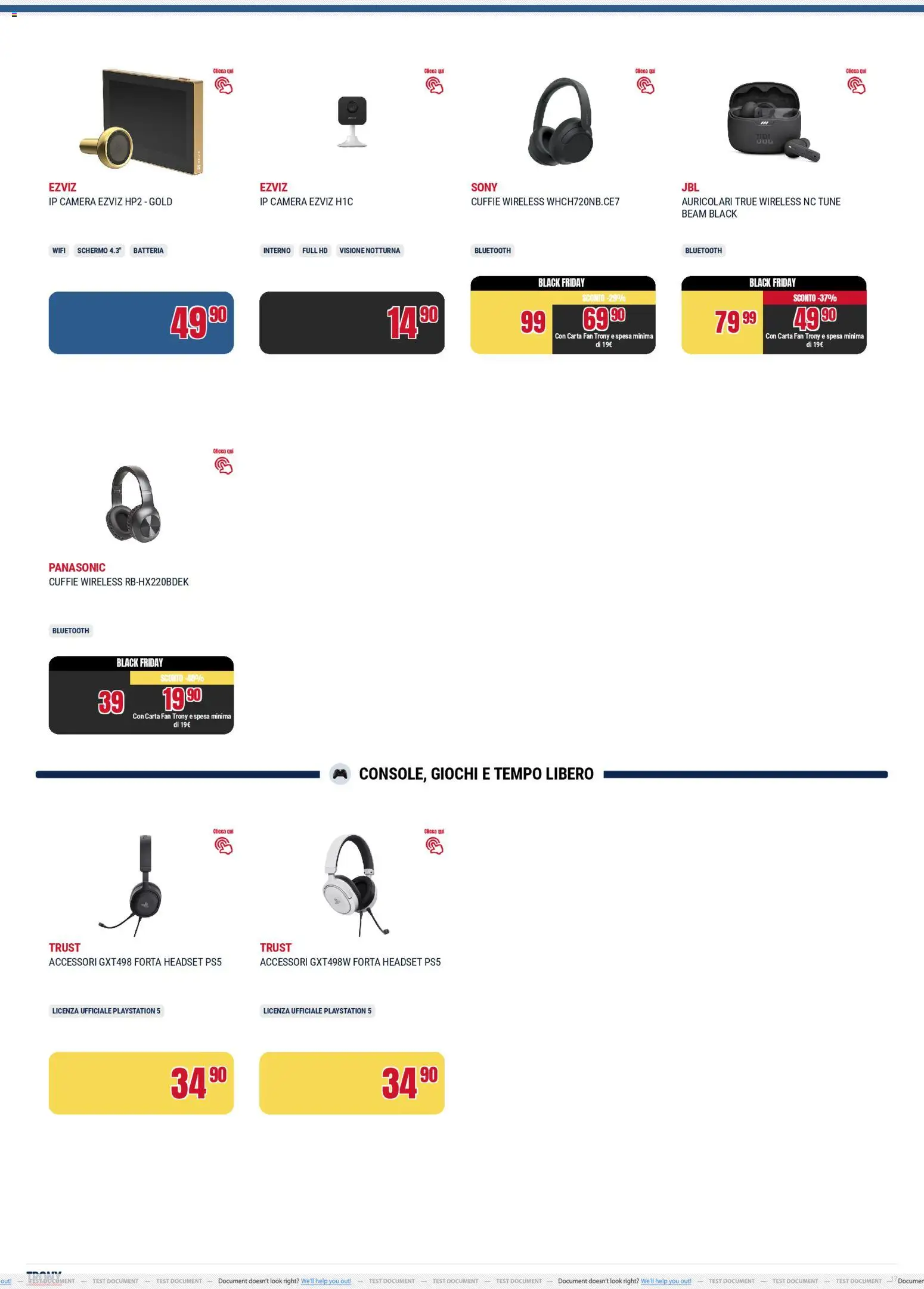 Volantino Trony del 24.11.2025 | Pagina: 17 | Prodotti: Schermo, Cuffie, Playstation, Batteria