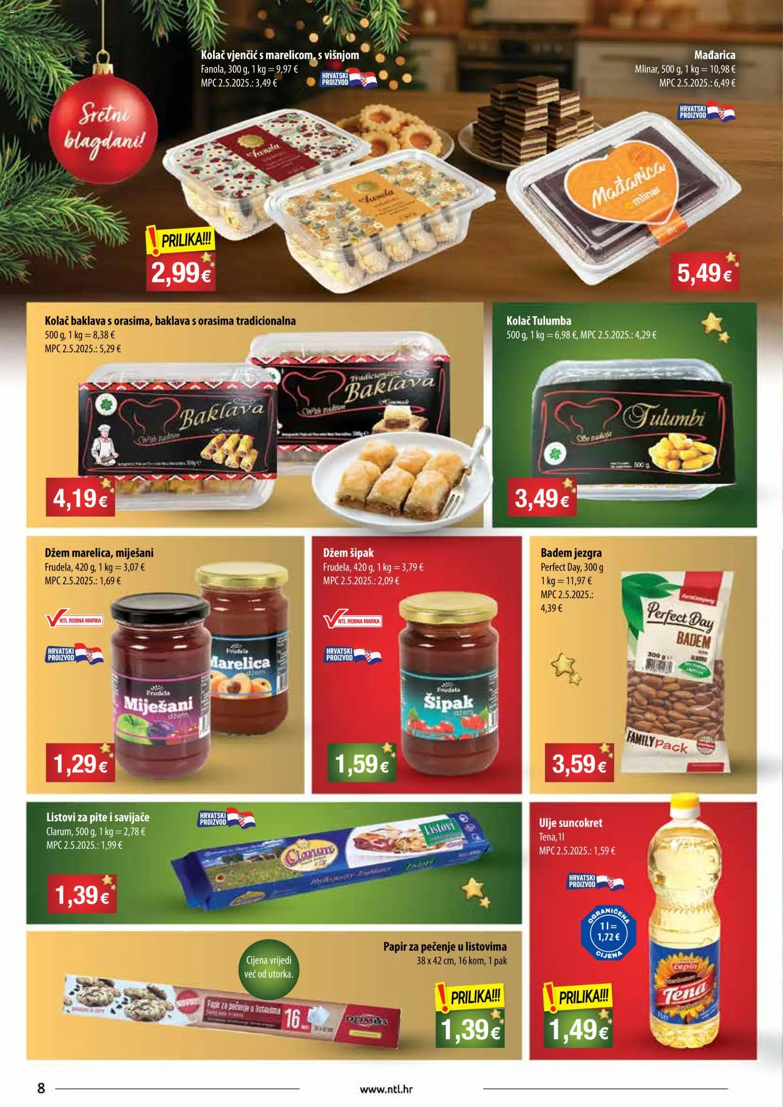 NTL katalog | vrijedi od 17.12.2025 | Stranica: 8 | Proizvodi: Listovi za pite, Ulje, Papir za pečenje, Suncokret