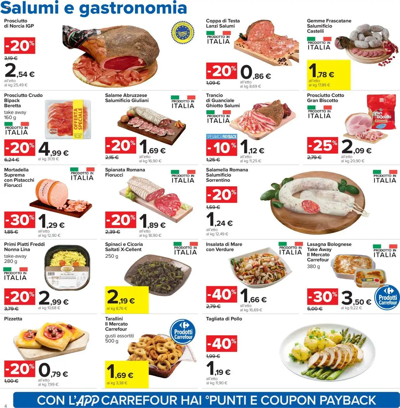 Volantino Carrefour del 21.08.2025 | Pagina: 4 | Prodotti: Salamella, Insalata, Lasagna, Mortadella