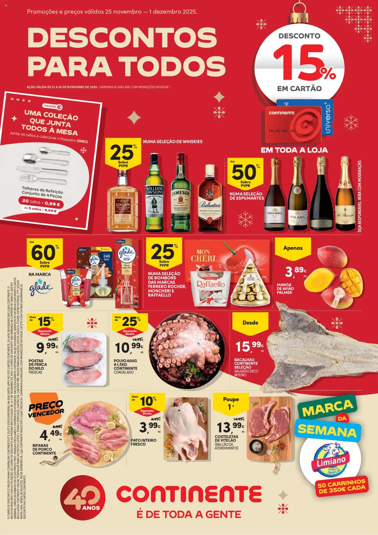 Continente folheto │ válido de 25.11.2025 | Página: 1 | Produtos: Espumante, Bacalhau, Talheres, Polvo