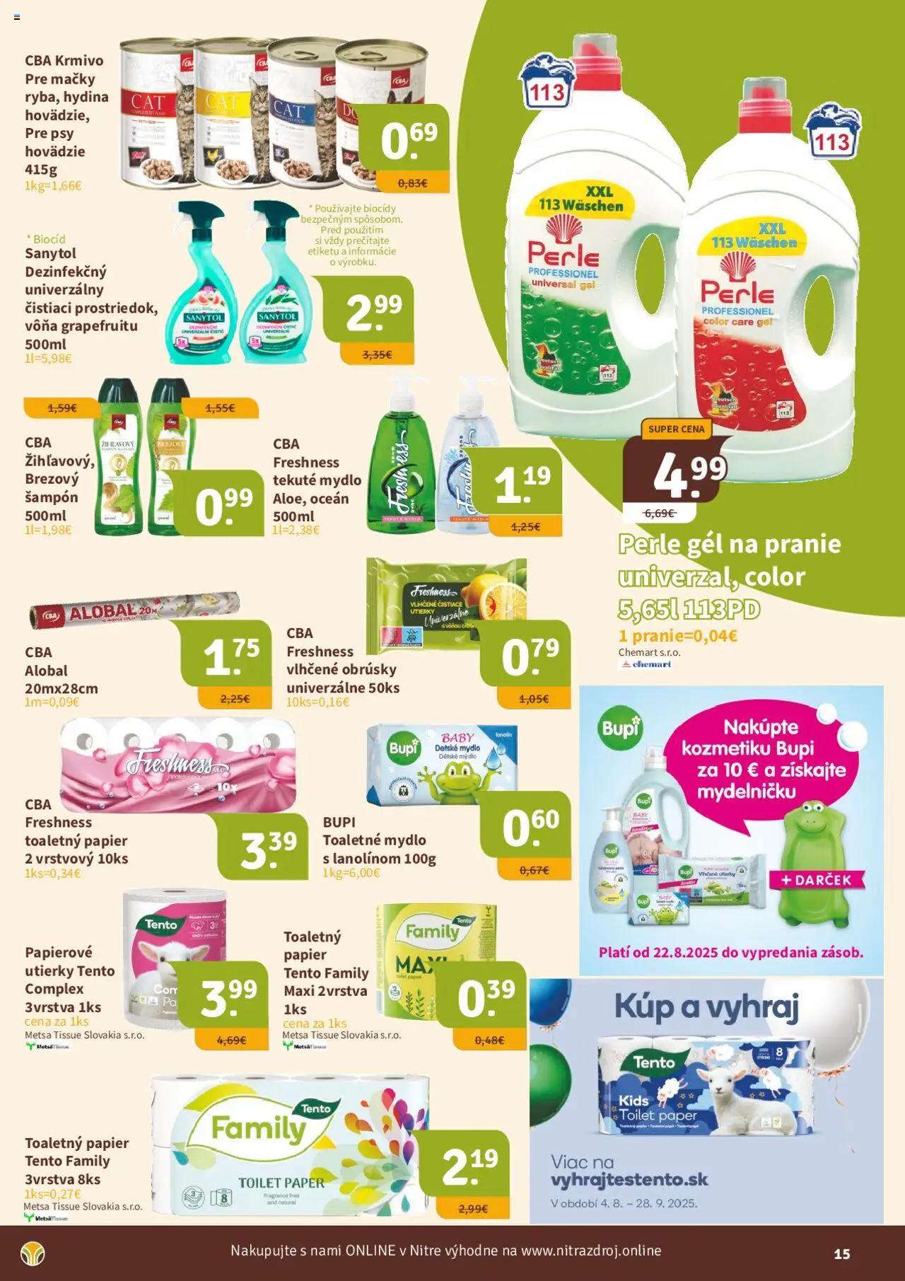 Nitrazdroj leták │ platný od 22.08.2025 | Strana: 15 | Produkty: Sanytol, Šampón, Toaletný papier, Mydlo
