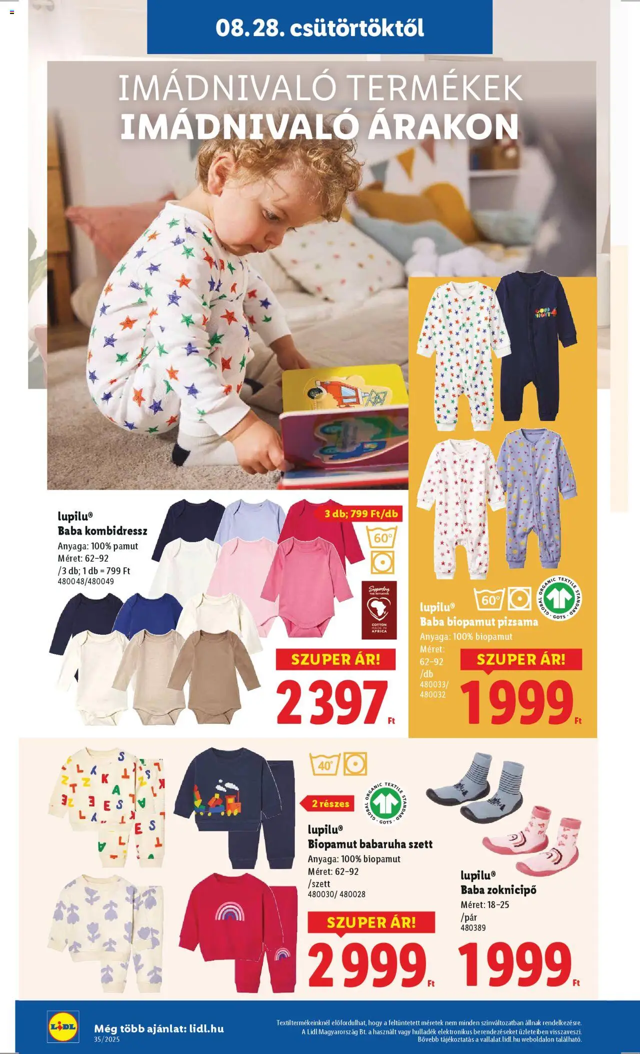 Lidl akciós ujság - amely érvényes a következő dátumtól: 28.08.2025 | Oldal: 40 | Termékek: Babaruha, Pizsama