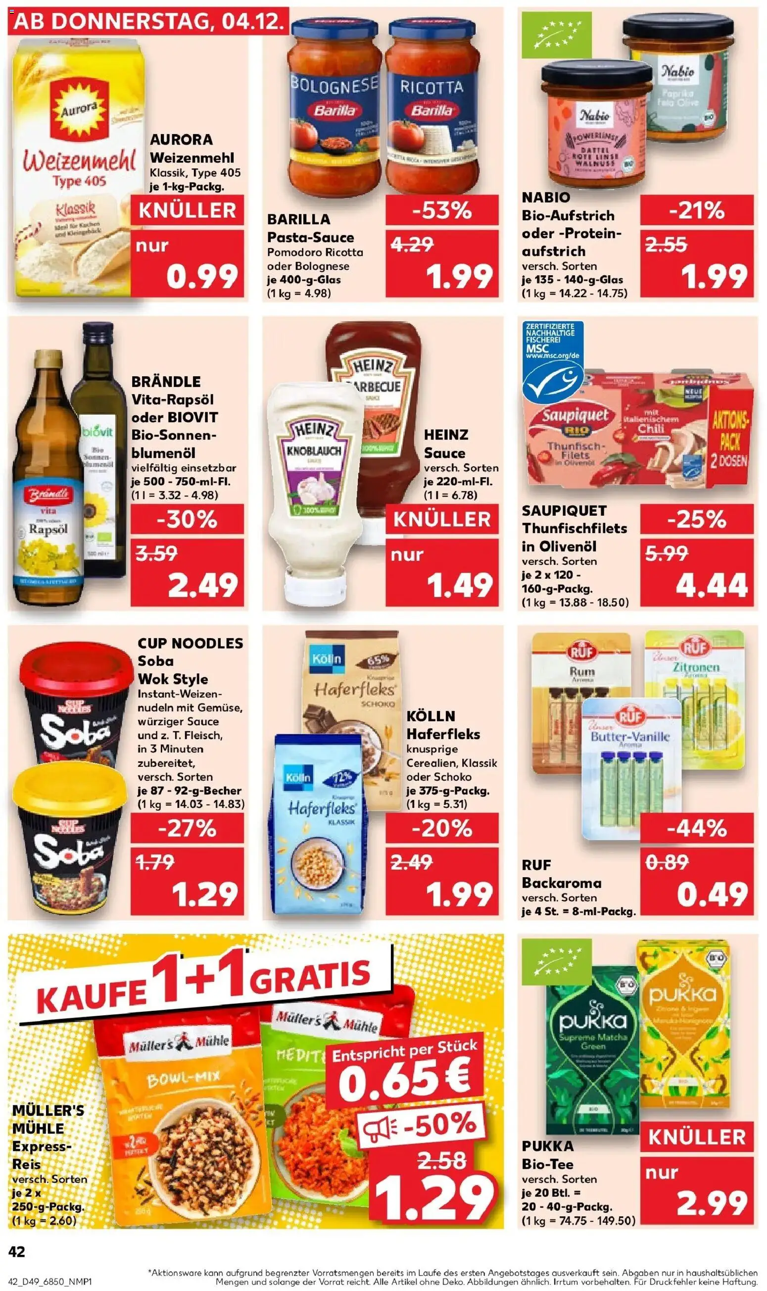 Kaufland prospekt Dingolfing	 – gültig ab 08.12.2025 | Seite: 42 | Produkte: Kolln, Rapsöl, Pasta, Nudeln