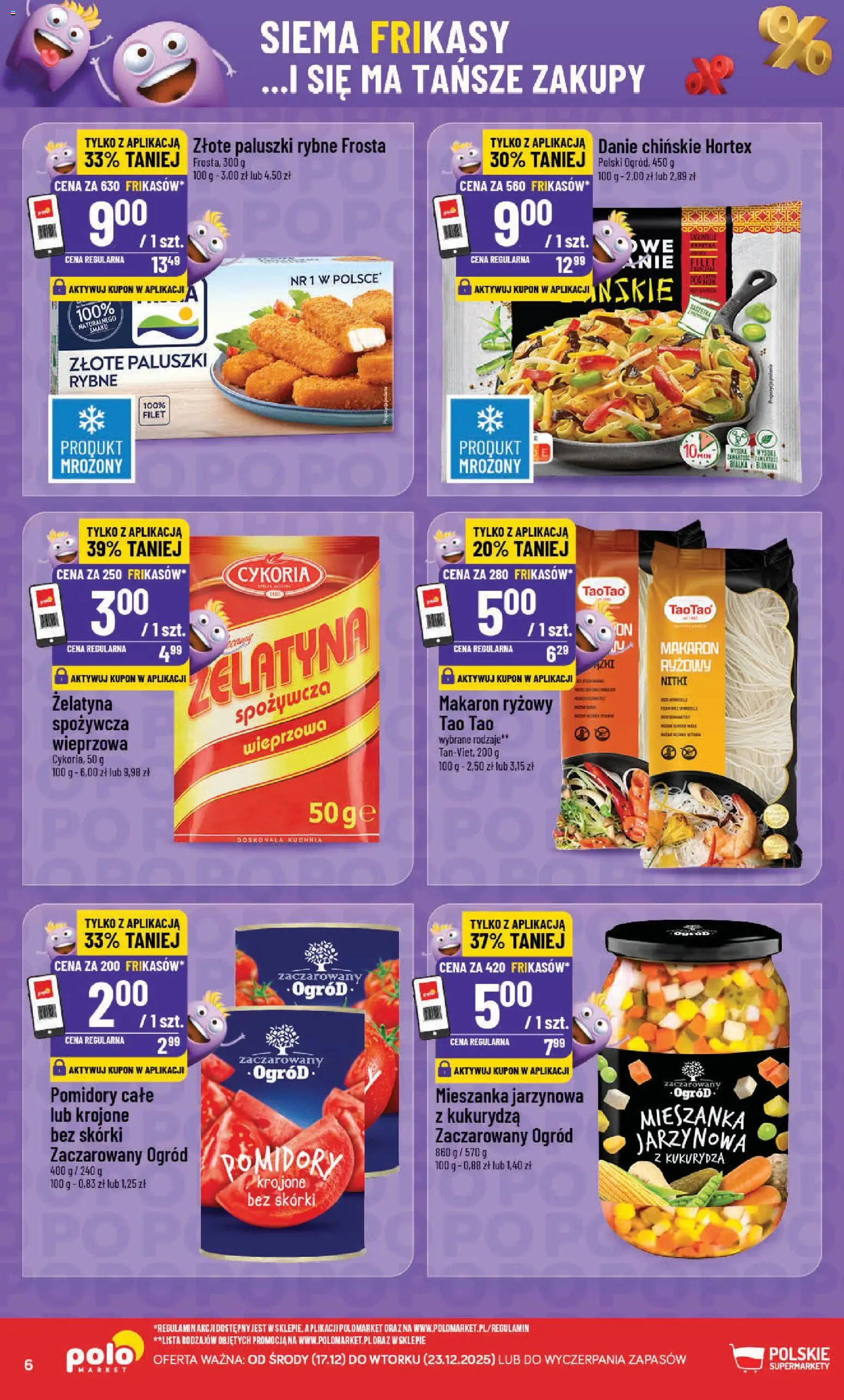 POLOmarket Gazetka - Frikasowe Hity od 17.12.2025 | Strona: 6 | Produkty: Żelatyna, Por, Paluszki rybne, Makaron