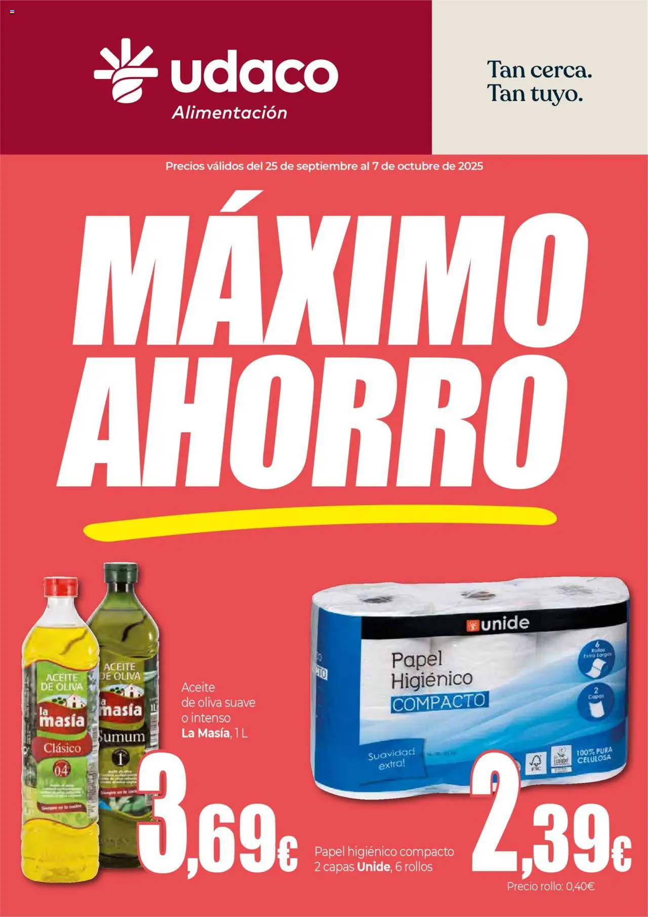 Unide - Máximo Ahorro │ válido desde el 25.09.2025 | Página: 1 | Productos: Aceite, Papel higienico, Copos, Aceite de oliva