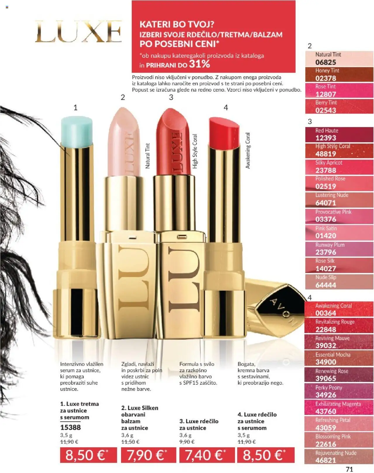 Avon katalog │ velja od 01.07.2025 | Stran: 71 | Izdelki: Rdecilo za ustnice, Barva