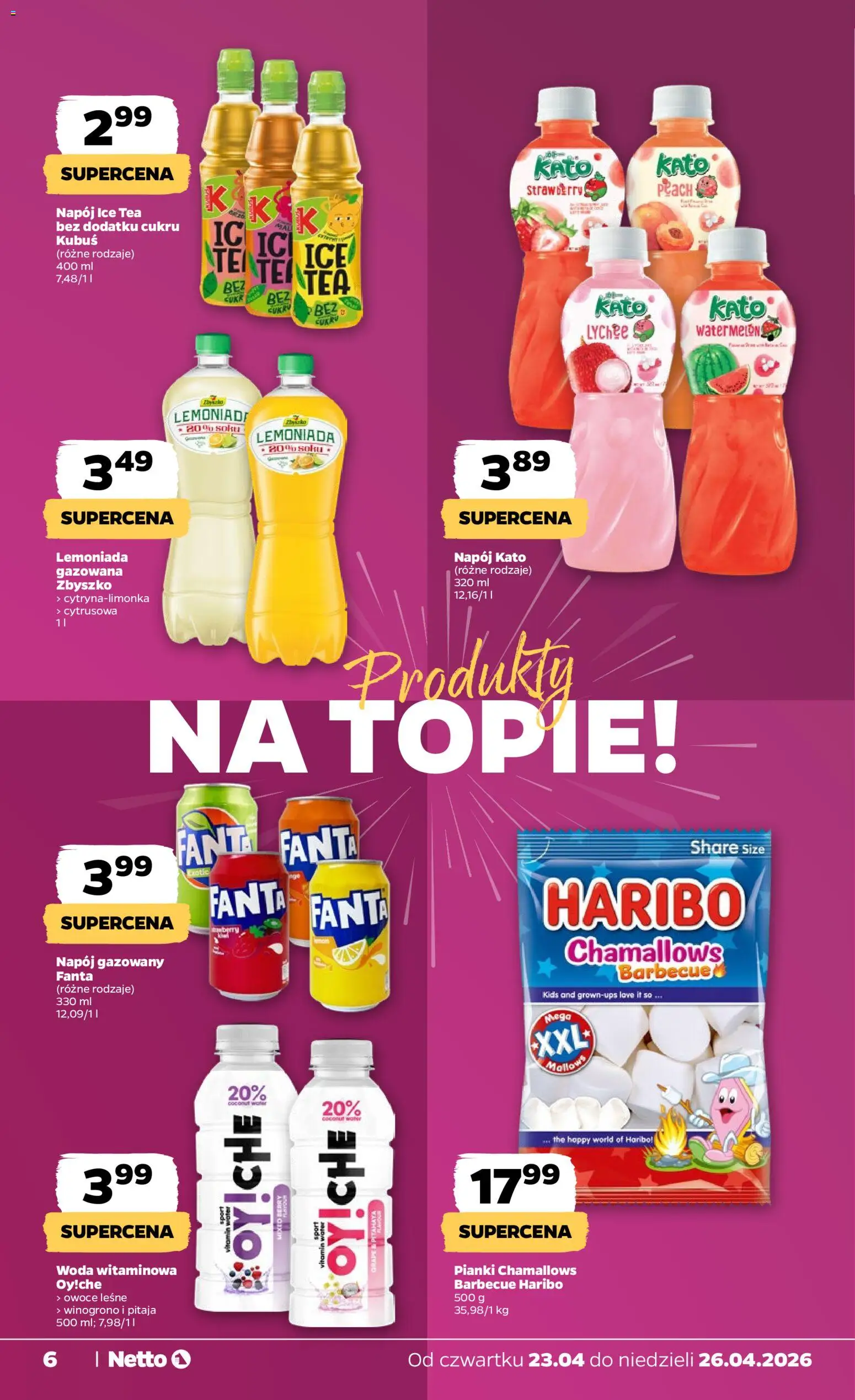 Netto gazetka od czwartku spożywcza od 23.04.2026 | Strona: 6 | Produkty: Winogrono, Pitaja, Pianki, Owoce