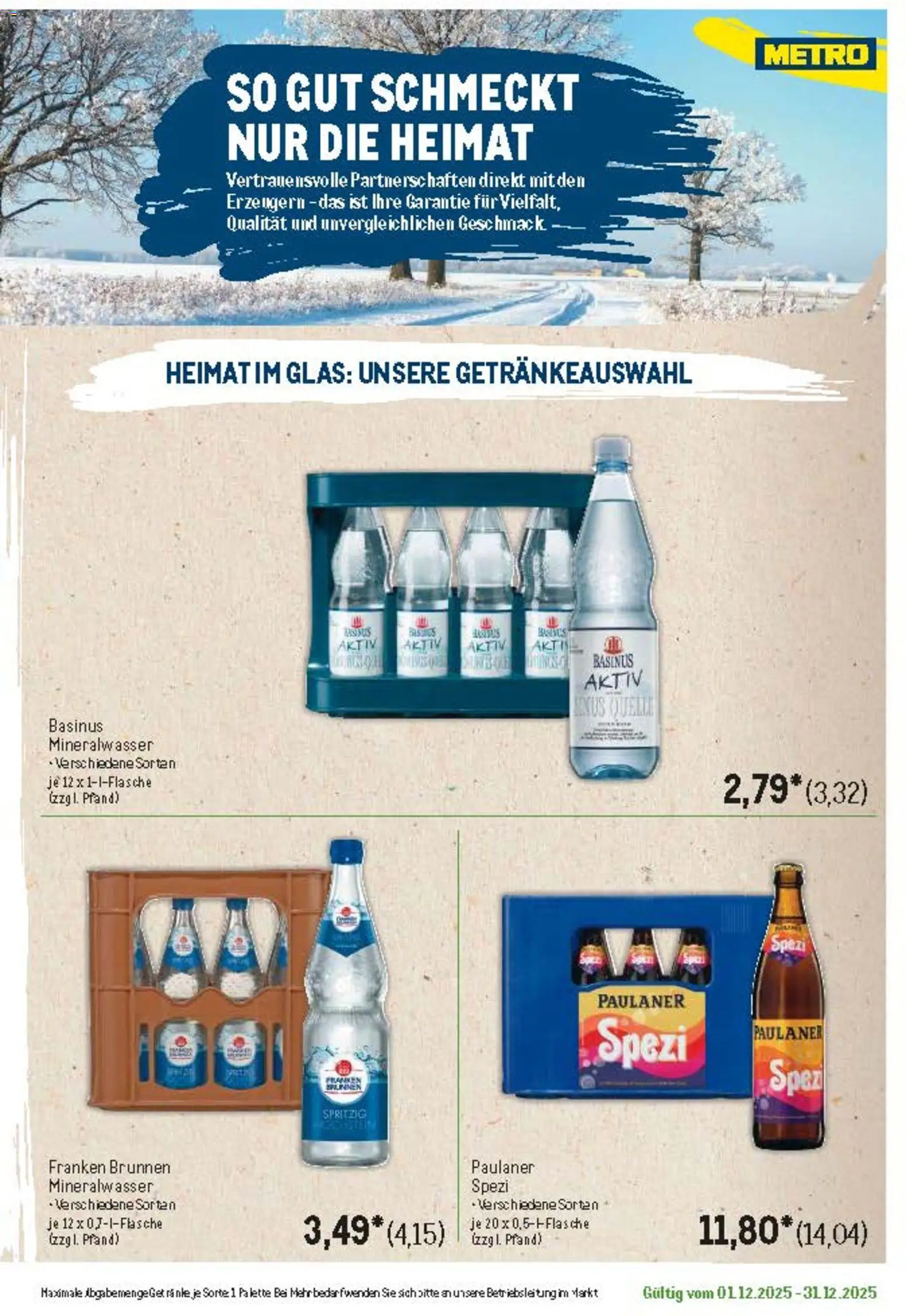 Metro Regionaler Flyer – gültig ab 01.12.2025 | Seite: 13 | Produkte: Paulaner spezi, Mineralwasser, Paulaner