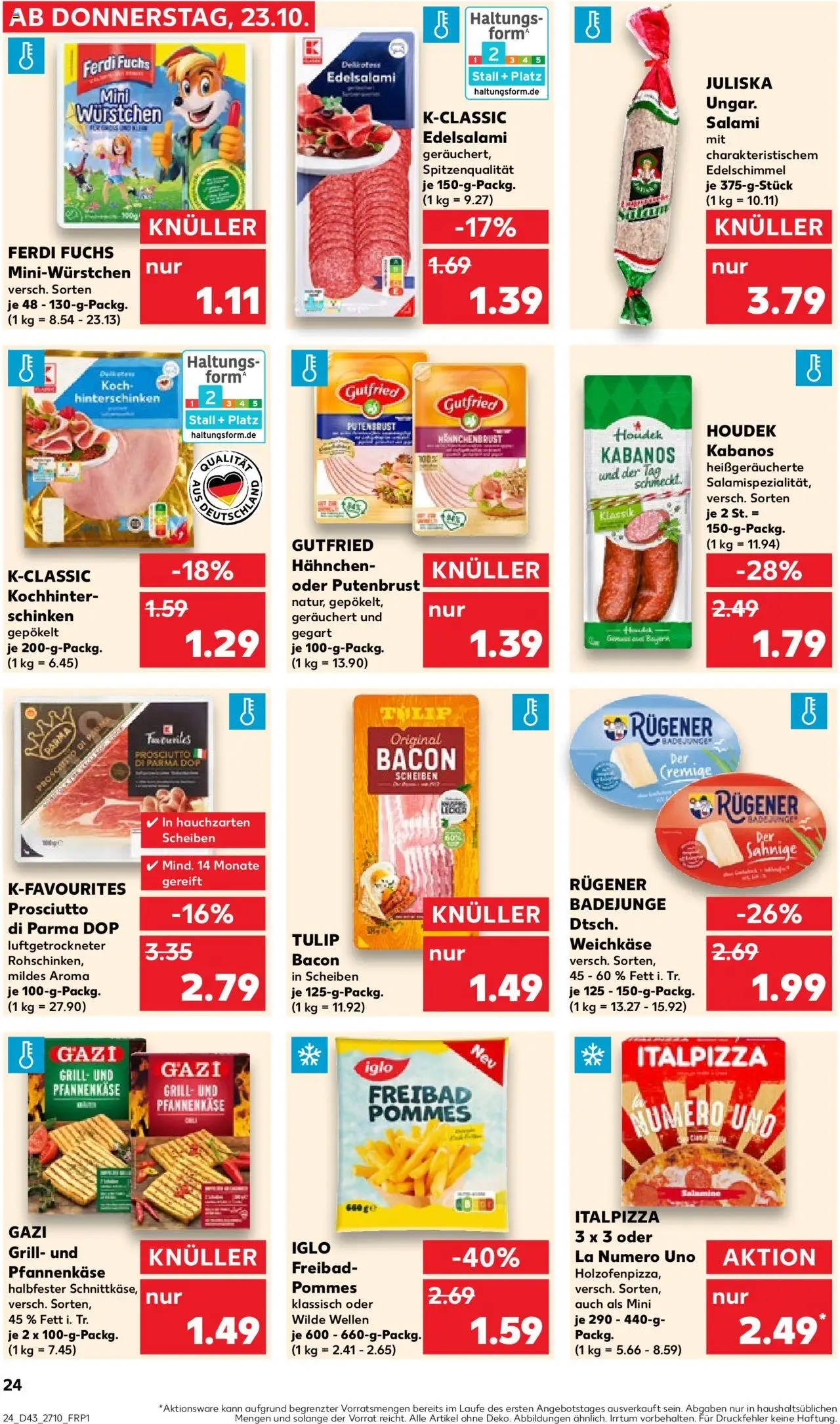 Kaufland prospekt Leipzig	 – gültig ab 23.10.2025 | Seite: 24 | Produkte: Hahnchen, Iglo, Pommes, Schinken