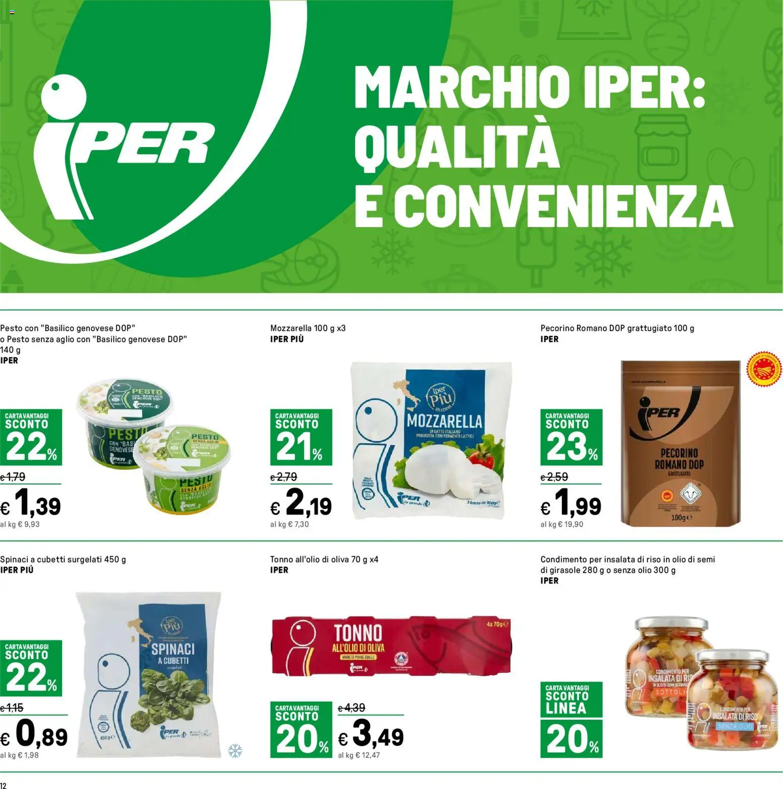 Volantino Iper del 24.04.2026 | Pagina: 12 | Prodotti: Olio, Pinne, Pesto, Pecorino