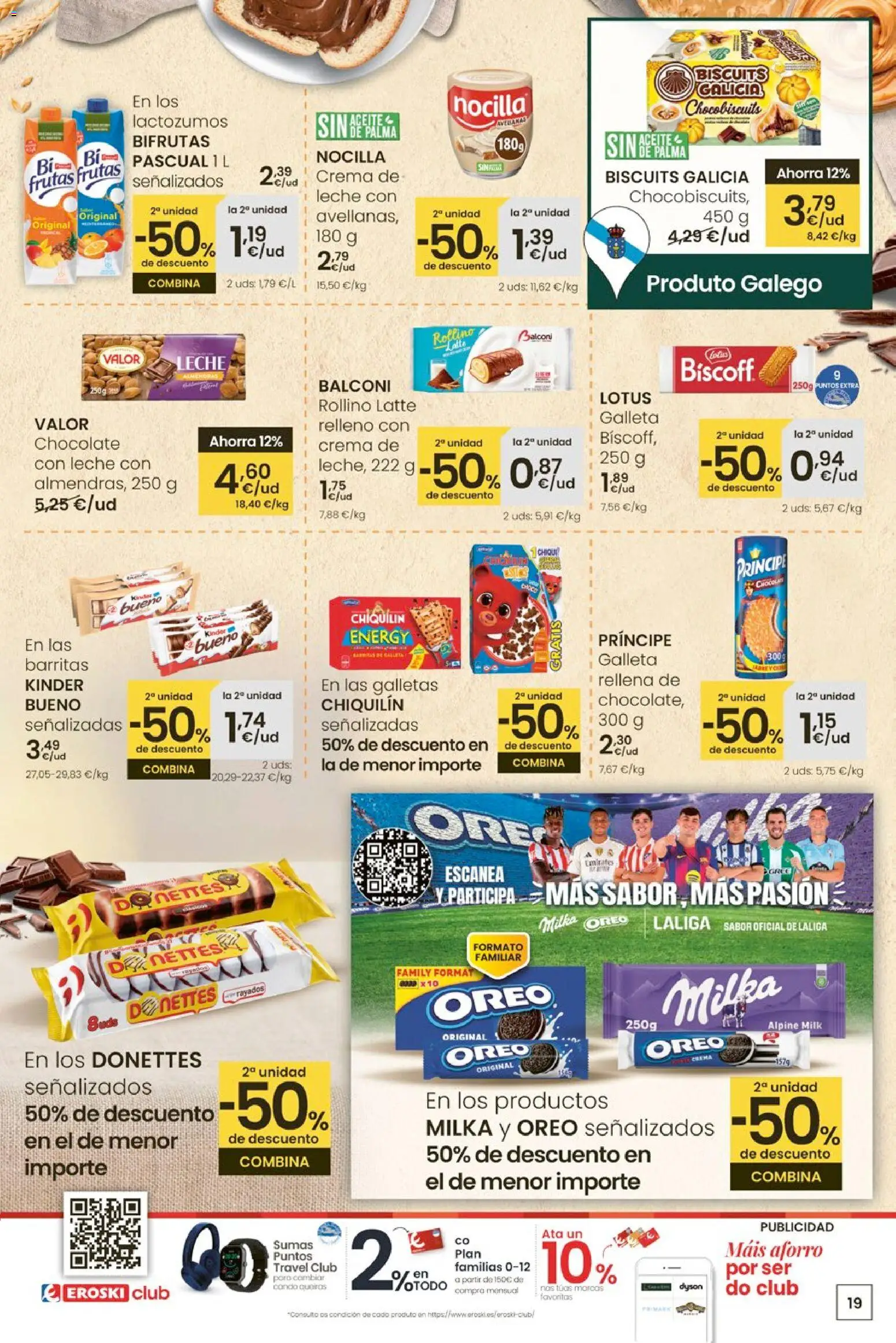 Eroski - Entroido do aforro │ válido desde el 12.02.2026 | Página: 19 | Productos: Leche, Aceite, Chocolate, Crema