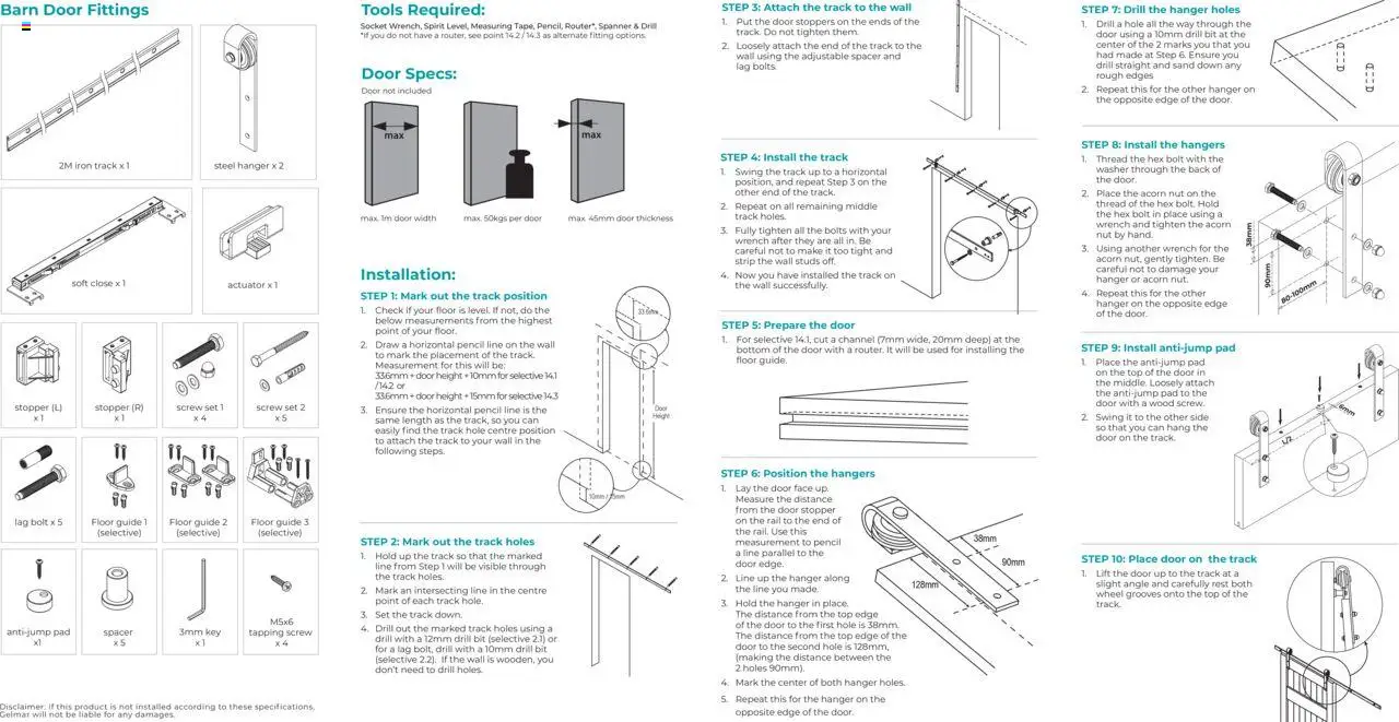 Gelmar -Sliding Barn Door with Soft Close │ valid from 18.08.2025 | Page: 2 | Products: Pencil, Iron, Wrench, Socket