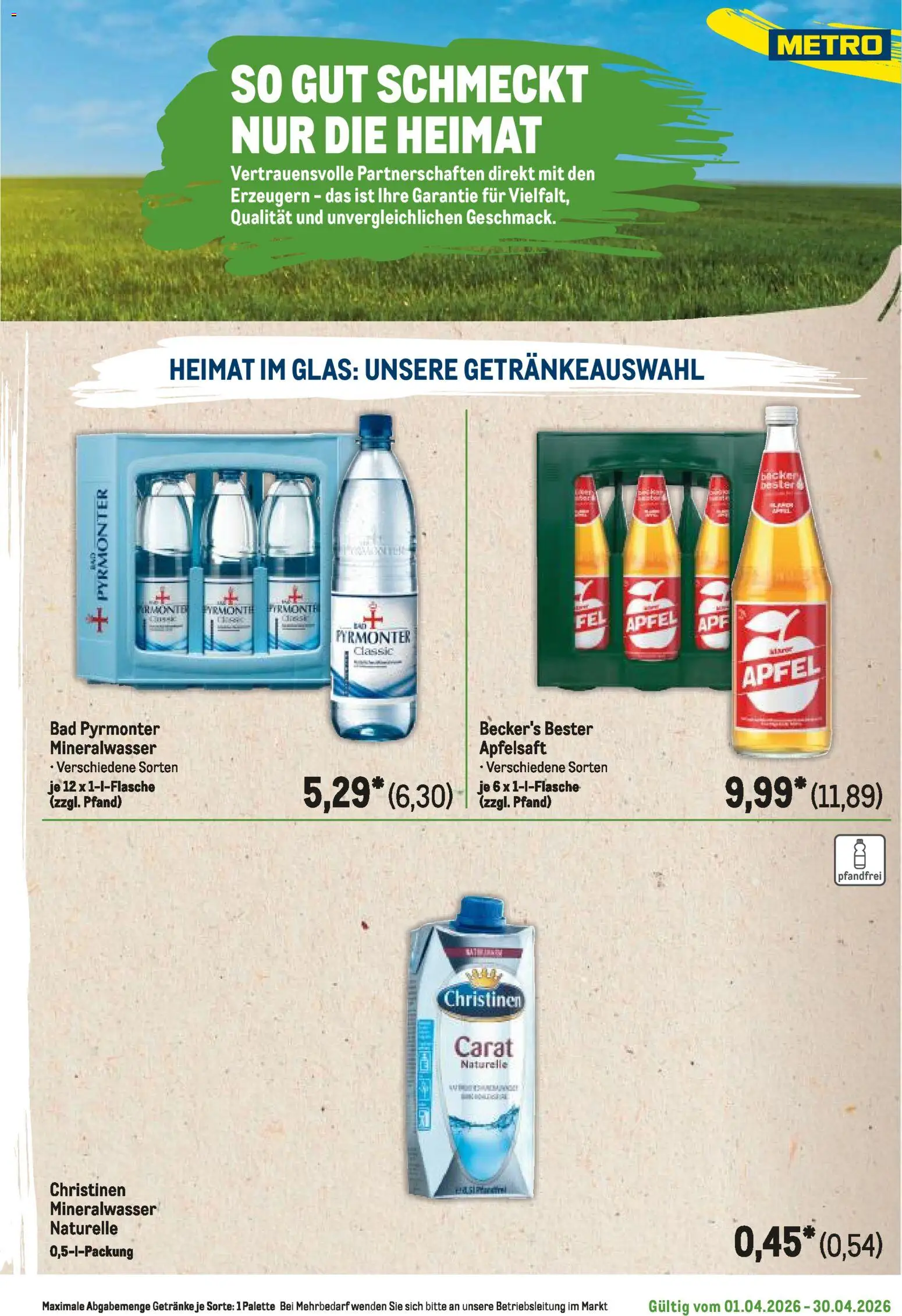 Metro Regionaler Flyer – gültig ab 01.04.2026 | Seite: 77 | Produkte: Bad, Äpfel, Apfelsaft, Mineralwasser