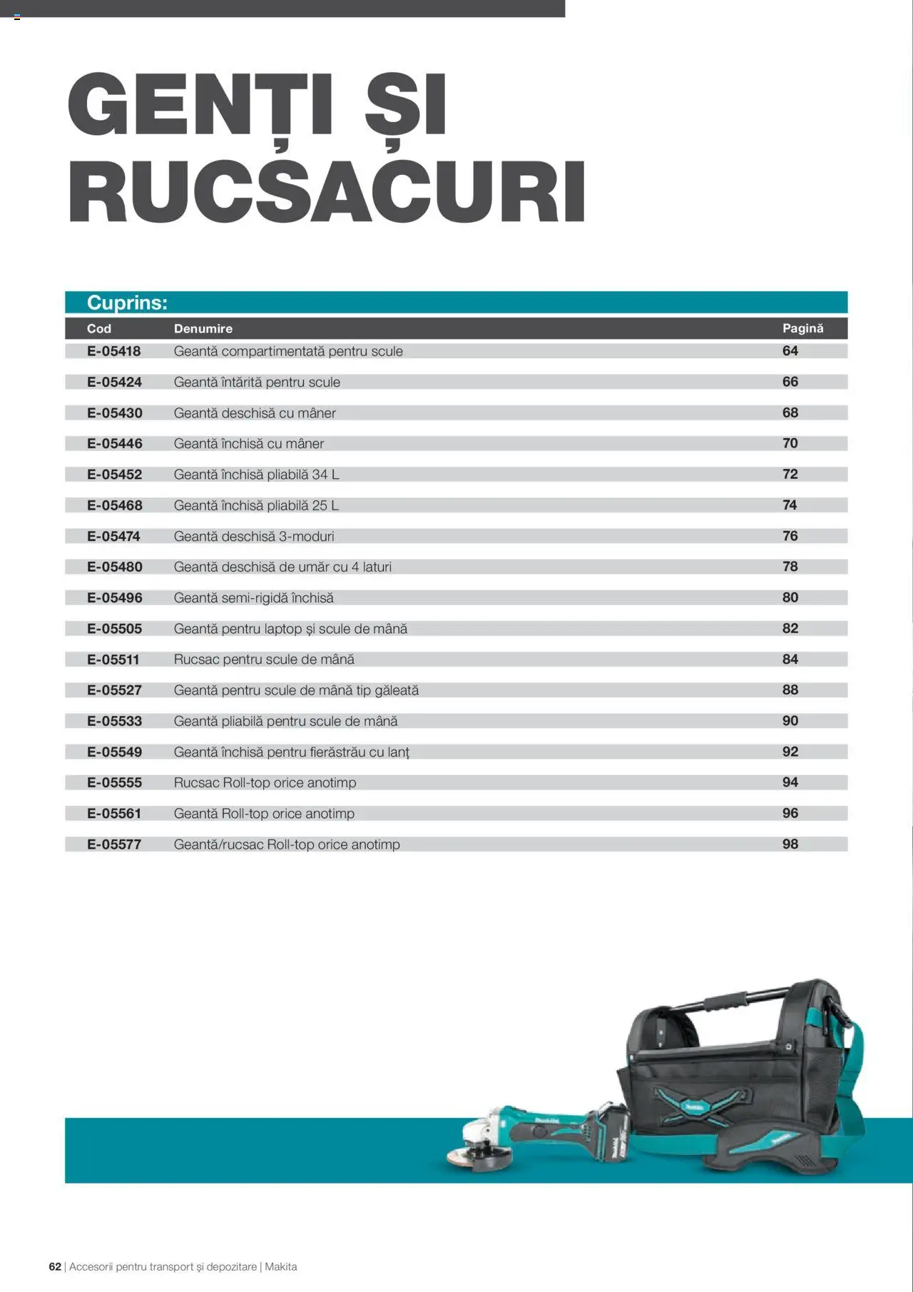 Makita catalog - Accesorii pentru transport si depozitare   – valabil de la 06.09.2021 | Pagină: 62