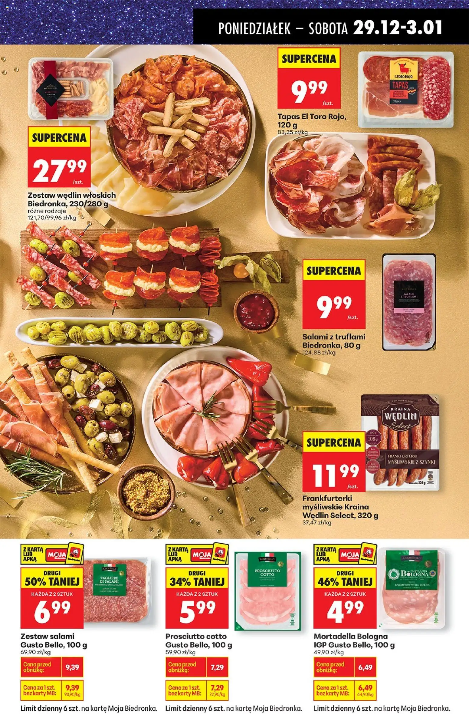 Biedronka gazetka od 29.12.2025 | Strona: 23 | Produkty: Karta, Frankfurterki, Prosciutto, Salami
