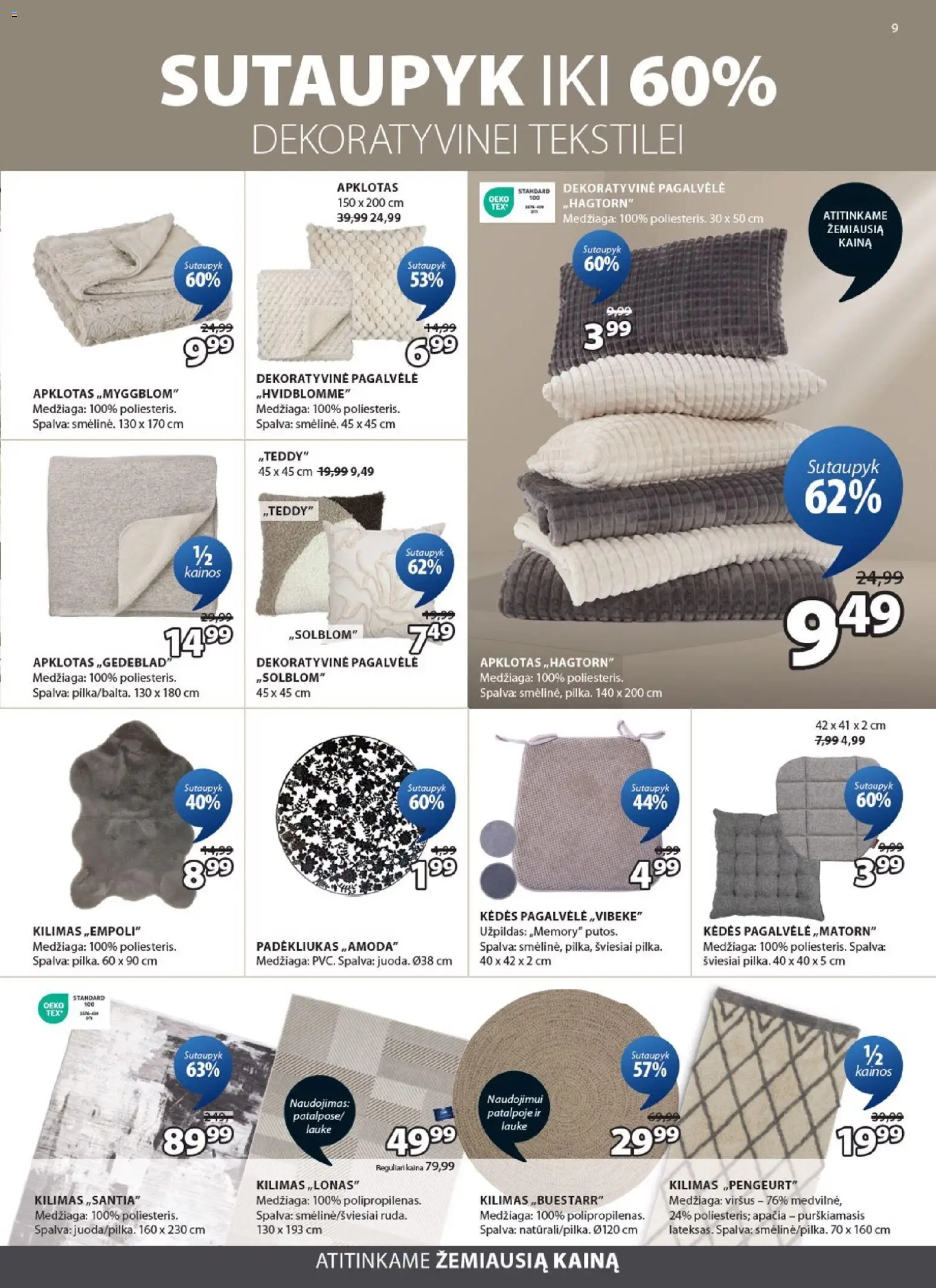 JYSK akcijos nuo 17.03.2026 | Puslapis: 9 | Prekių: Pagalvėlė, Kilimas
