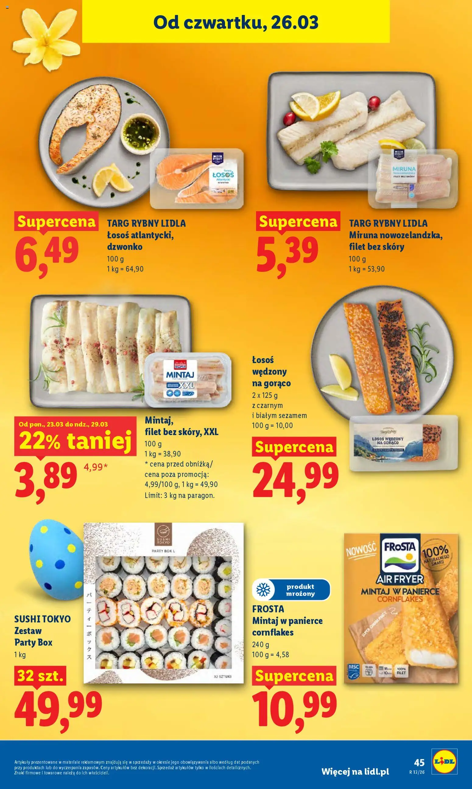 Lidl Polsko leták od 26.03.2026 | Strana: 45 | Produkty: Box, Losos, Sushi, Filet