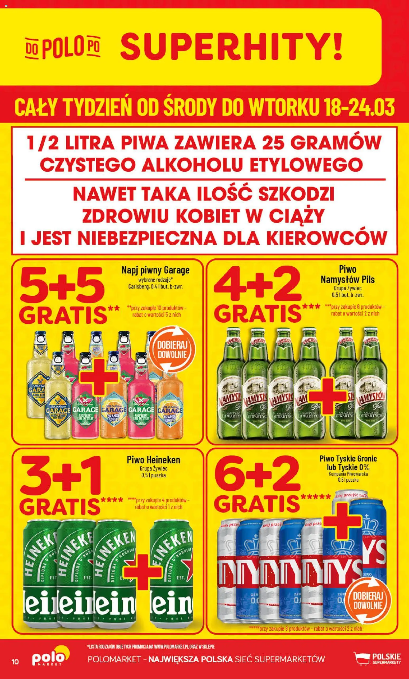 POLOmarket gazetka od 18.03.2026 | Strona: 10 | Produkty: Tyskie, Olej, Piwo, Heineken
