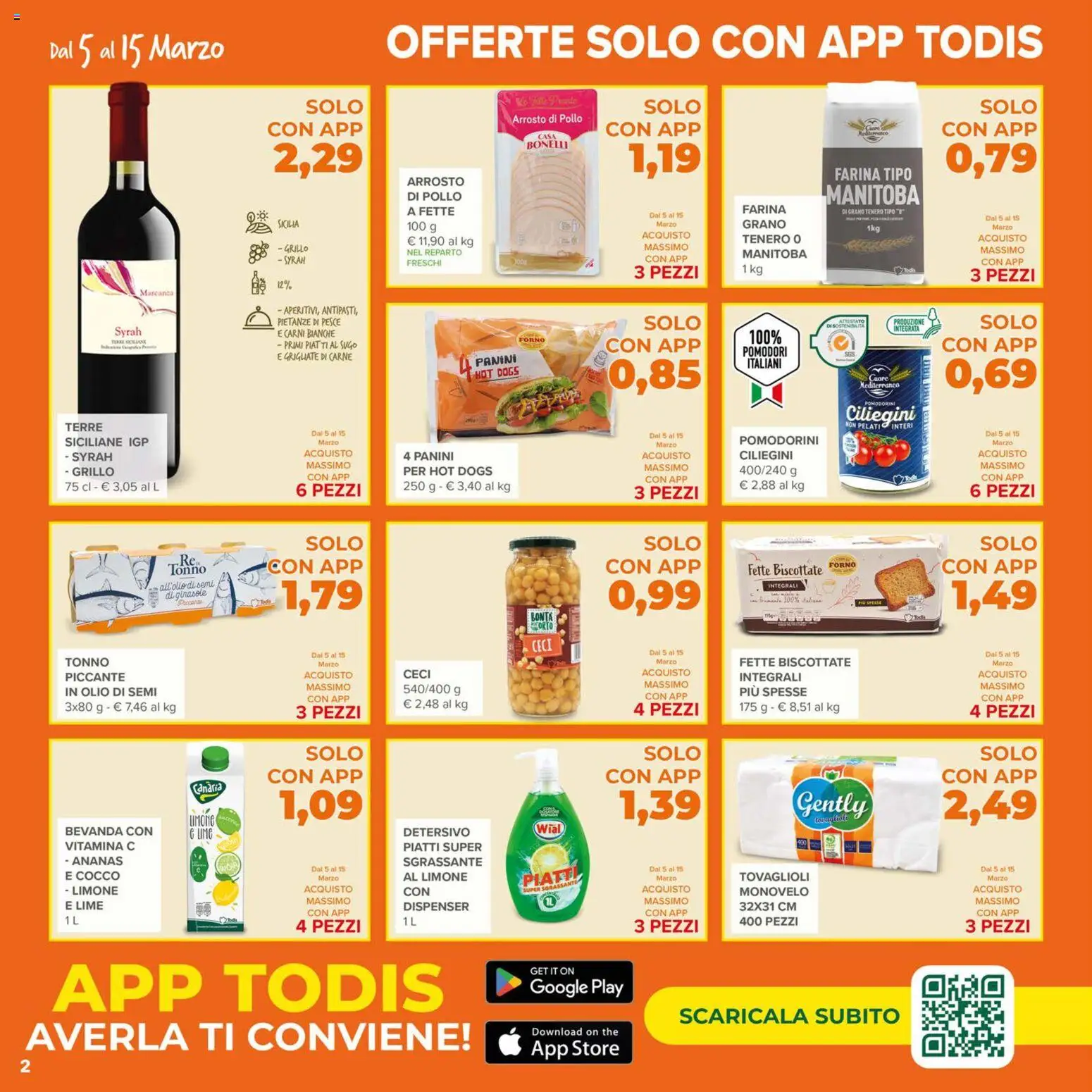 Volantino Todis del 05.03.2026 | Pagina: 2 | Prodotti: Pesce, Limone, Ananas, Cocco
