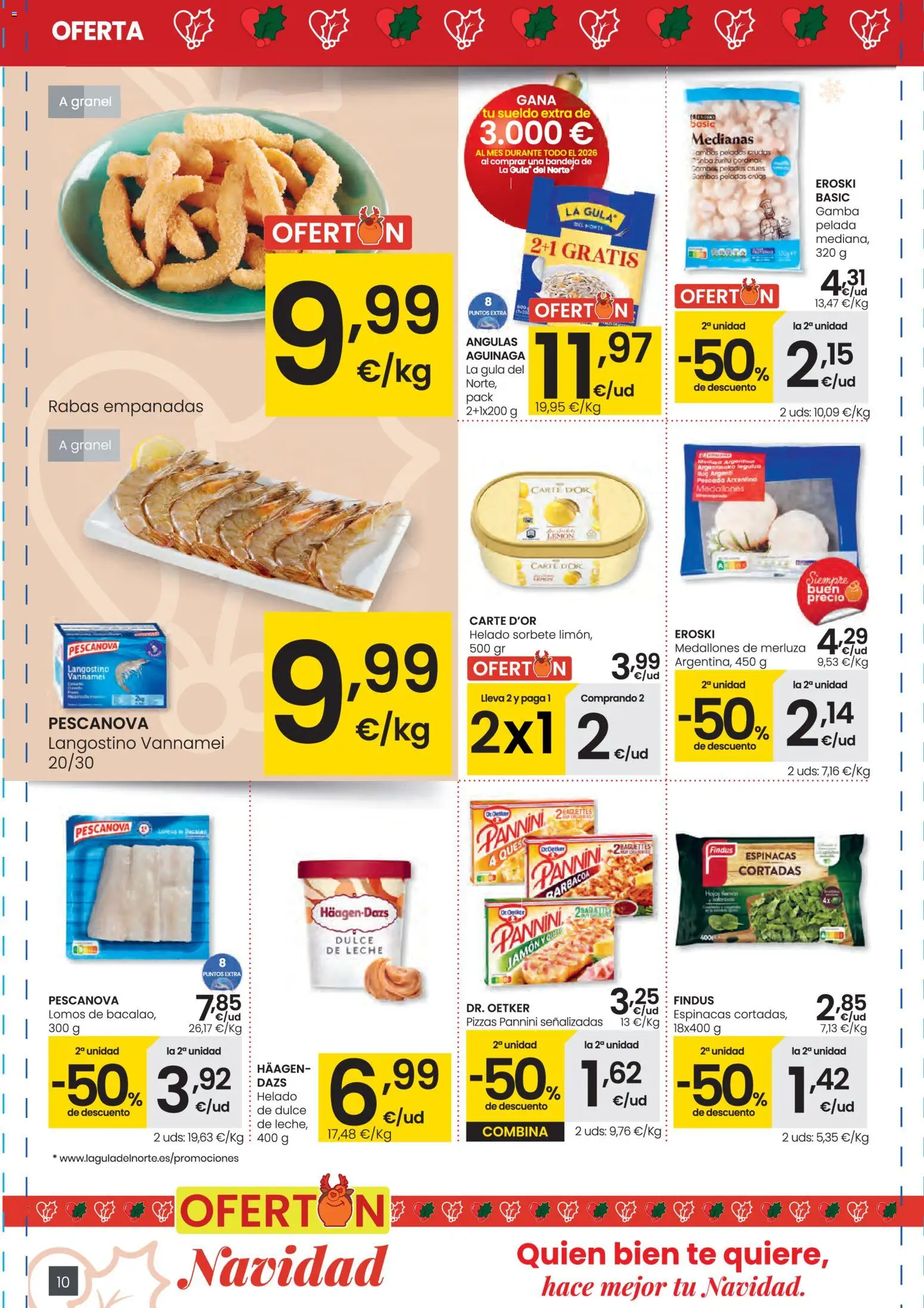 Eroski -  City Busot │ válido desde el 27.11.2025 | Página: 10 | Productos: Leche, Jamón, Helado, Gamba