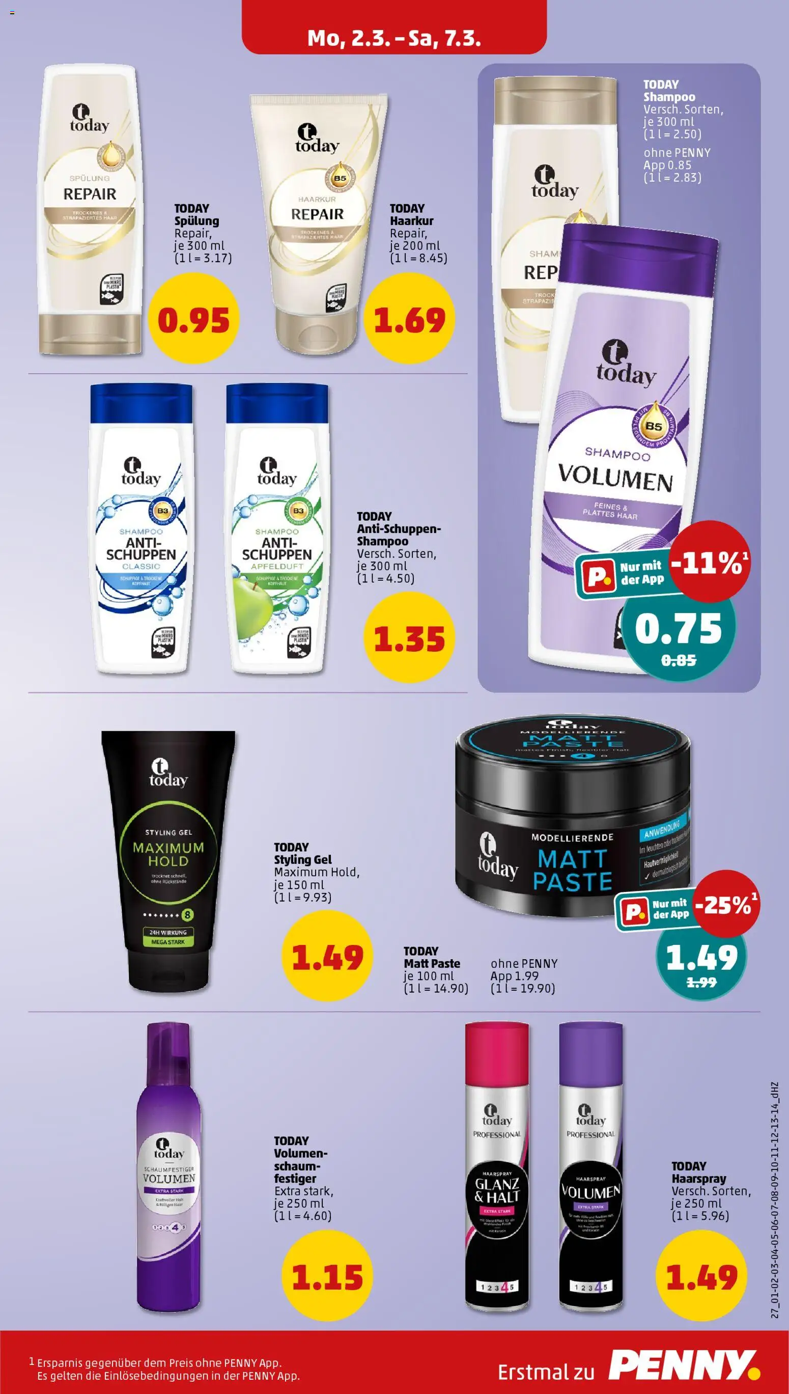 Penny Prospekt 	 – gültig ab 02.03.2026 | Seite: 25 | Produkte: Shampoo, Spülung, Haarspray