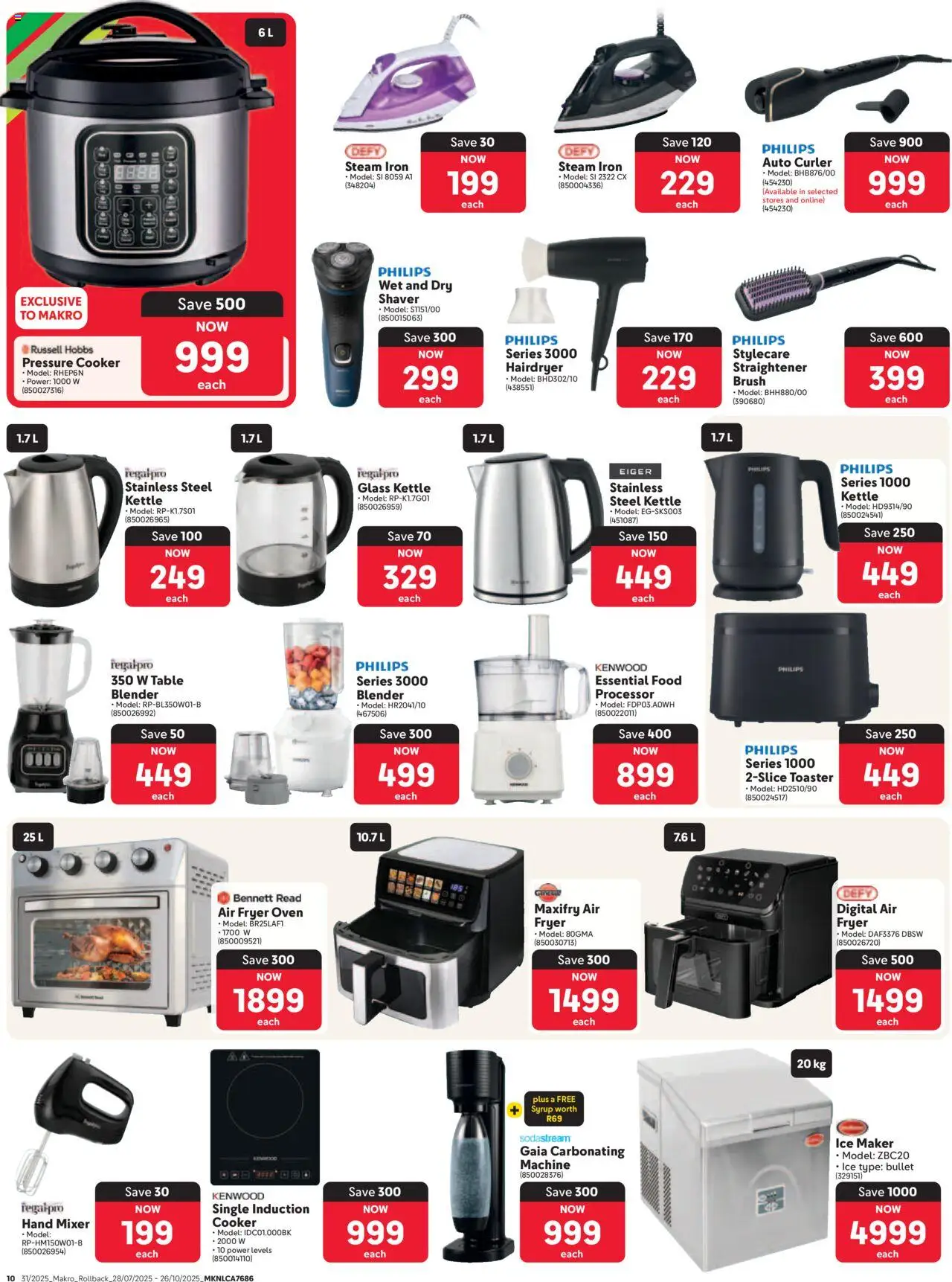 Makro - Rollback Specials │ valid from 28.07.2025 | Page: 10 | Products: Oven, Iron, Table, Air fryer