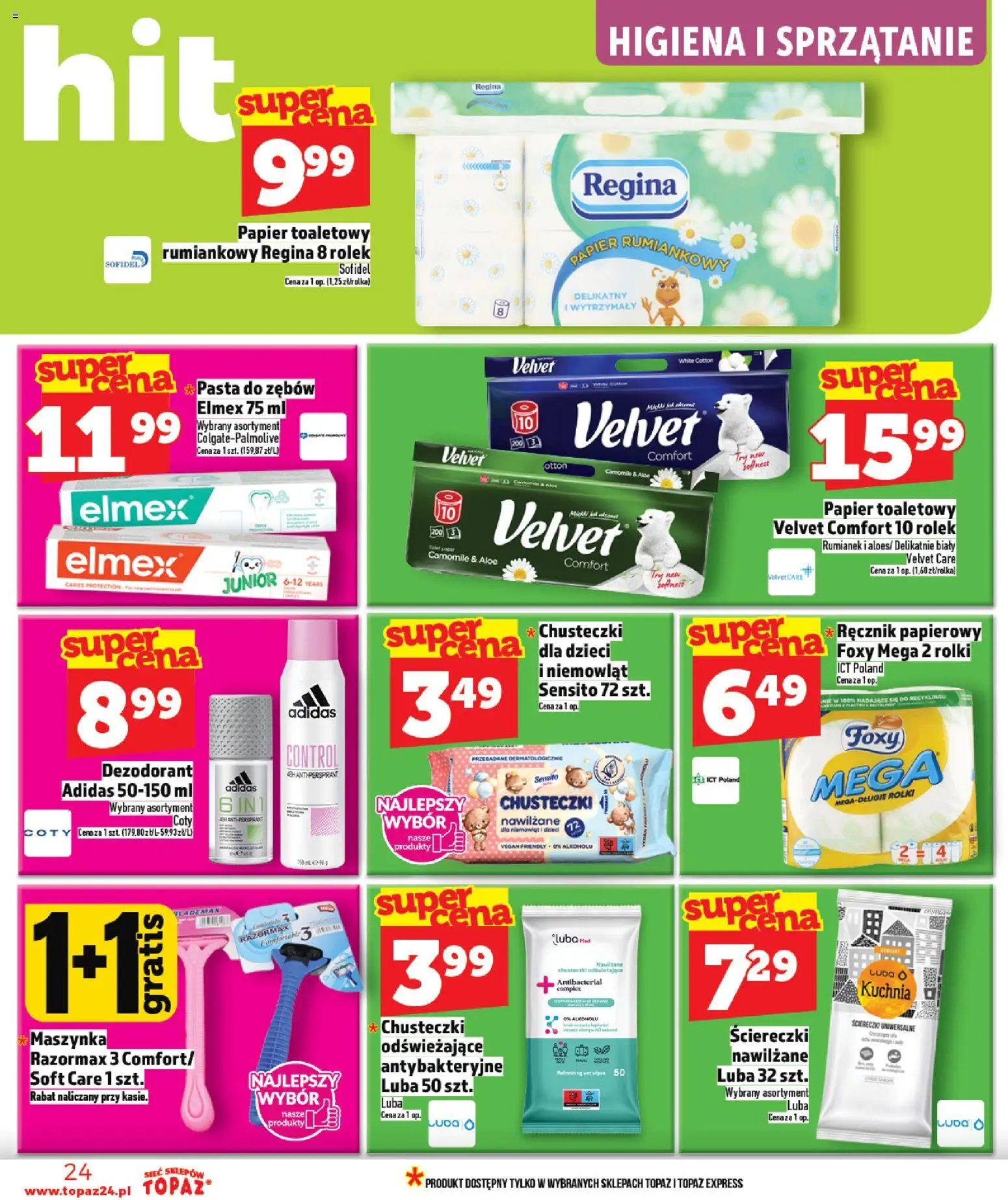 Topaz Gazetka od 29.01.2026 | Strona: 24 | Produkty: Papier toaletowy, Dezodorant, Pasta do zębów, Ręcznik papierowy
