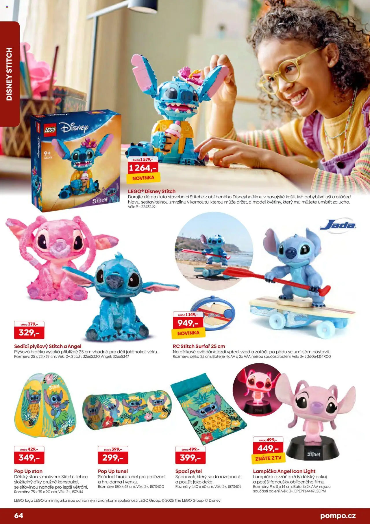 POMPO katalog Vánoce 2025 od 16.10.2025 | Strana: 64 | Produkty: LEGO, Tv, Baterie, Stitch