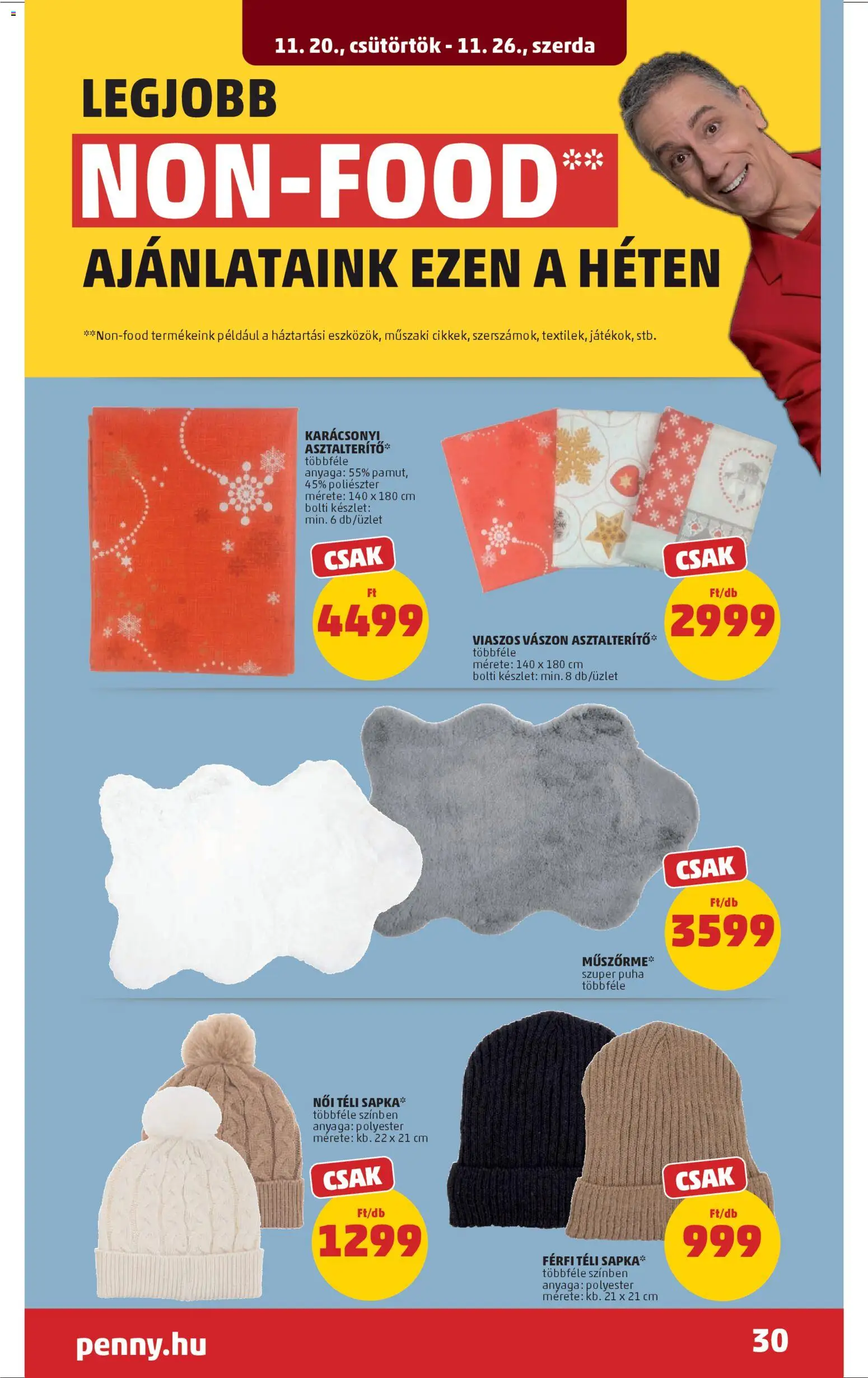 PENNY akciós ujság - amely érvényes a következő dátumtól: 20.11.2025 | Oldal: 34 | Termékek: Sapka, Asztalterítő