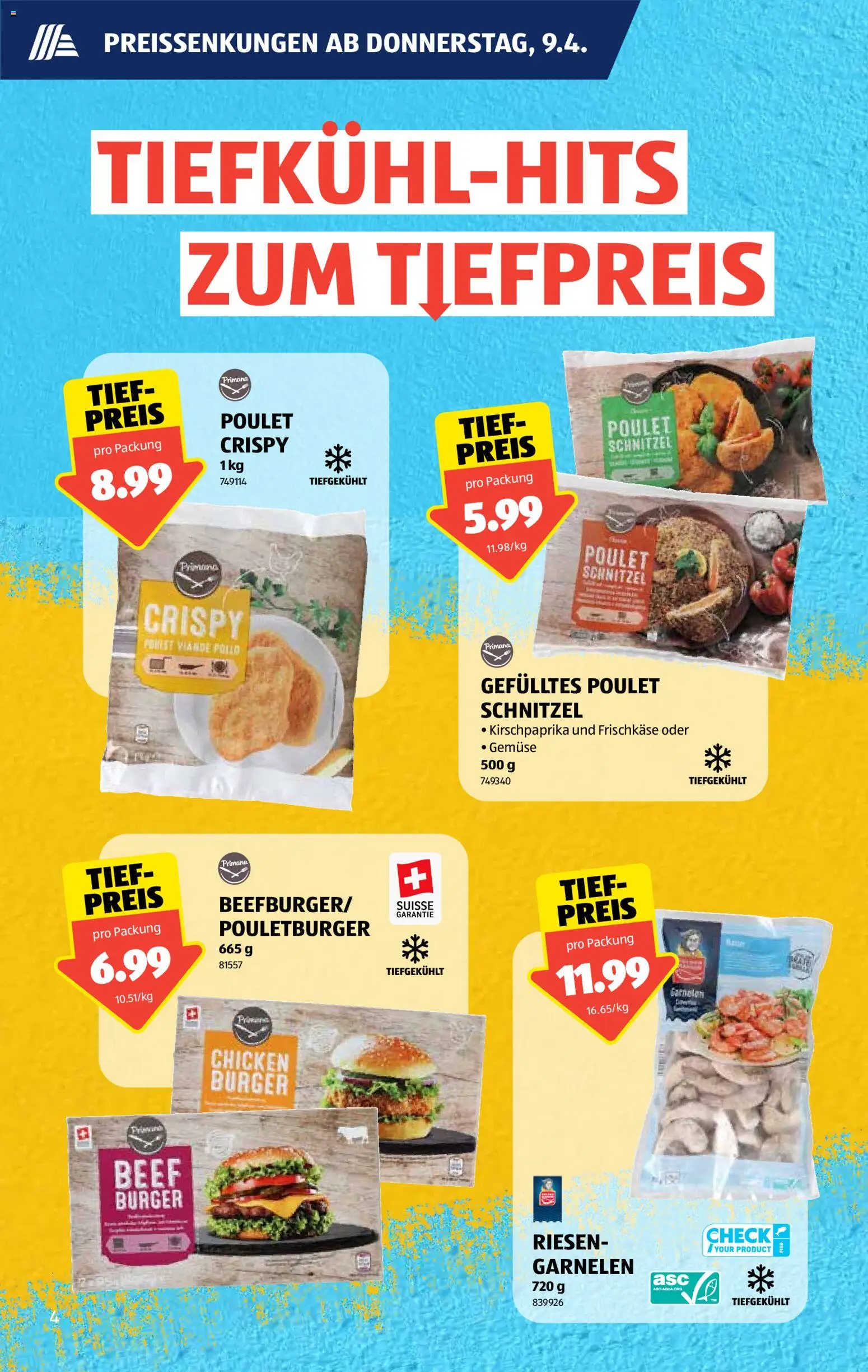 Aldi aktionen – gültig ab 09.04.2026 | Seite: 4 | Produkte: Burger, Garnelen, Gemüse