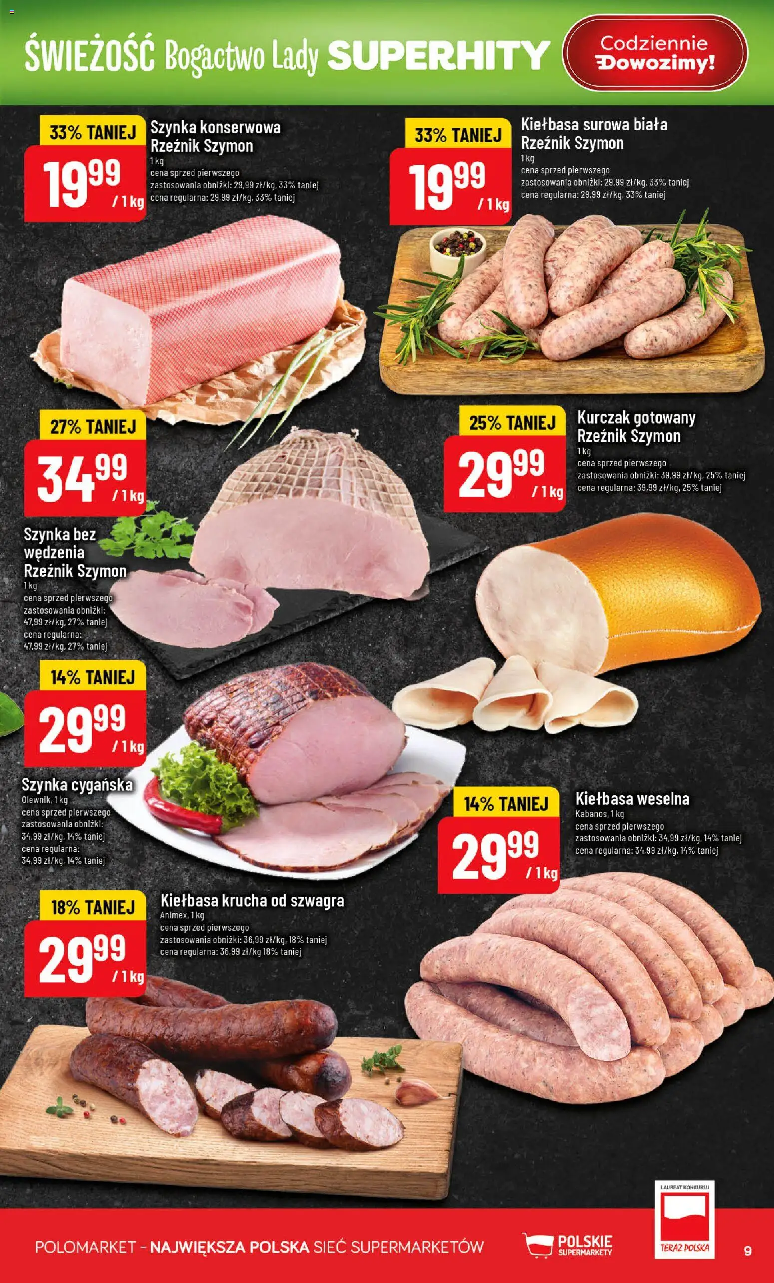 POLOmarket Gazetka od 25.02.2026 | Strona: 9 | Produkty: Kiełbasa, Kurczak, Szynka