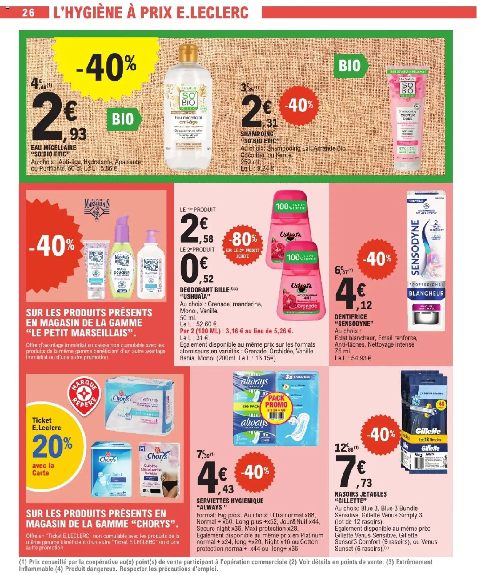 {H1} | Page: 26 | Produits: Shampoing, Eau micellaire, Déodorant, Dentifrice