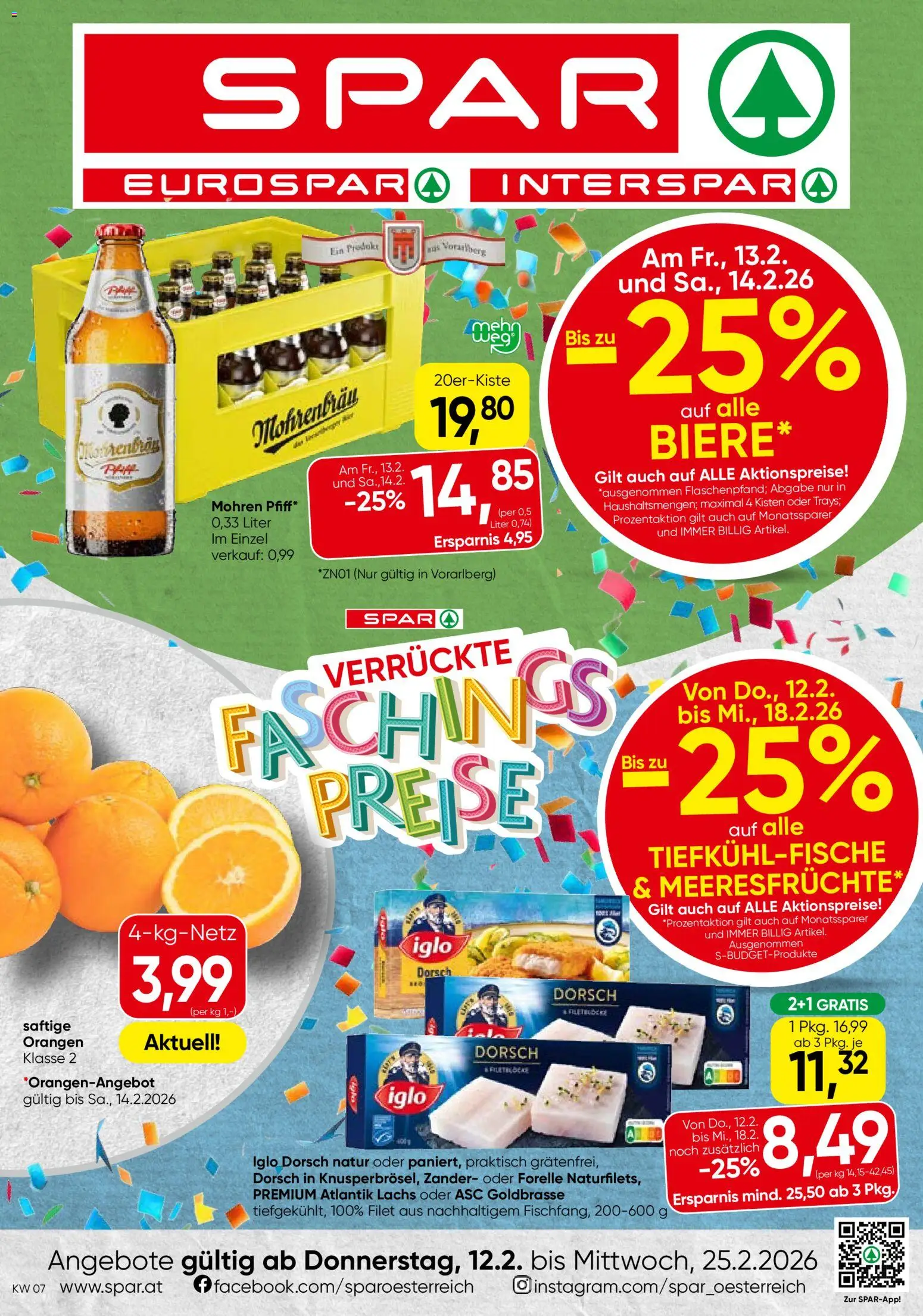 Spar Flugblatt - Vorarlberg gültig ab 12.02.2026 | Seite: 1 | Produkte: Orangen