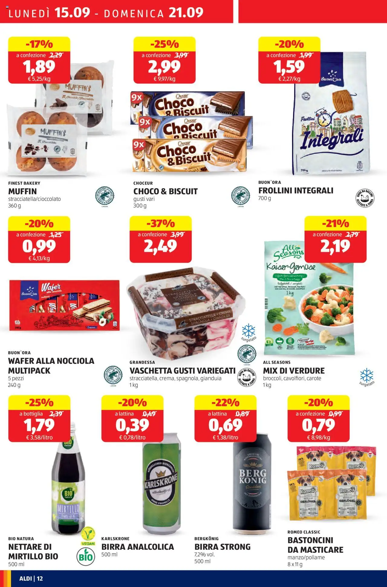 Volantino Aldi del 15.09.2025 | Pagina: 12 | Prodotti: Crema, Birra, Verdure, Frollini