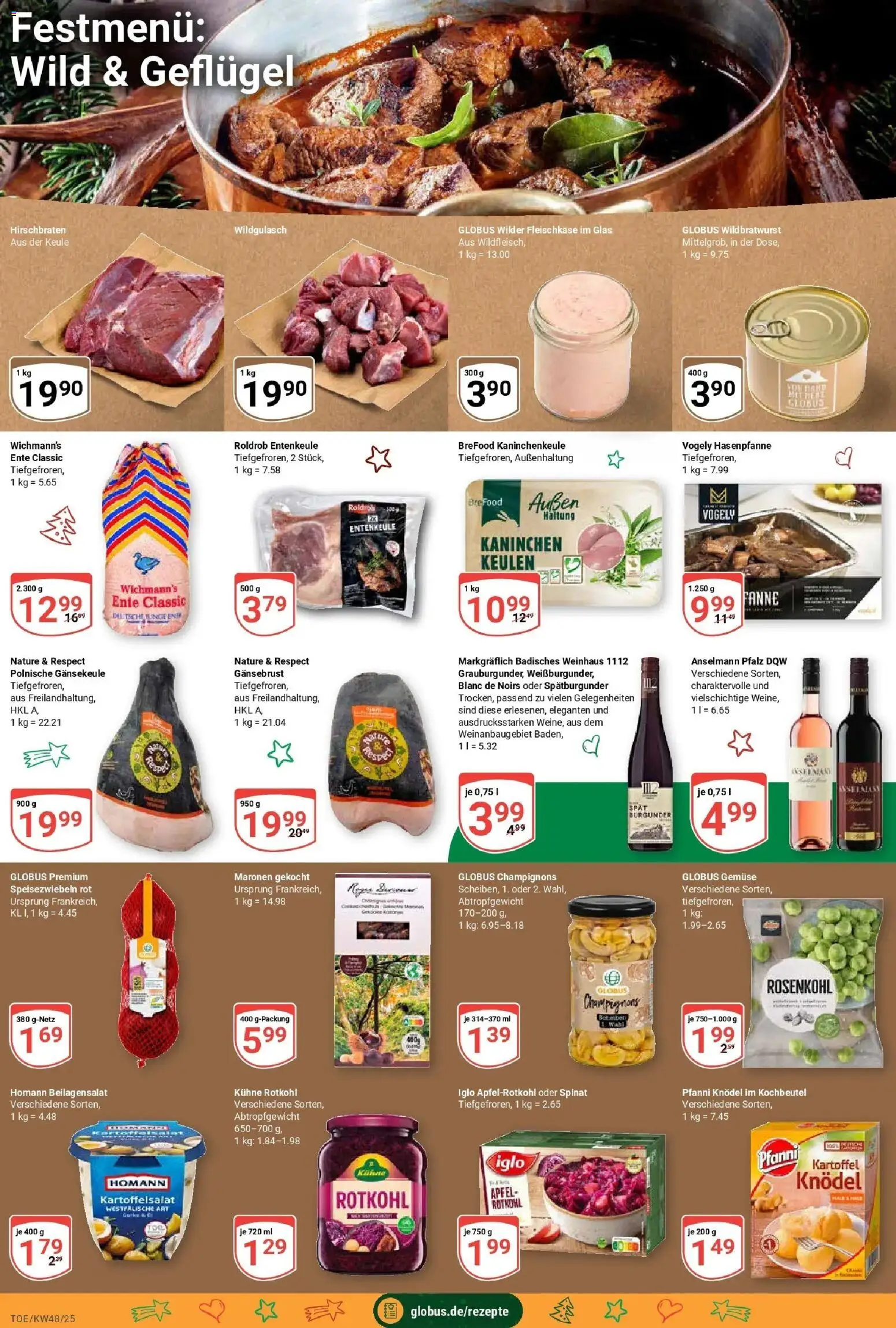 Globus prospekt Tönisvorst	 – gültig ab 23.11.2025 | Seite: 15 | Produkte: Kaninchen, Iglo, Bratwurst, Ente