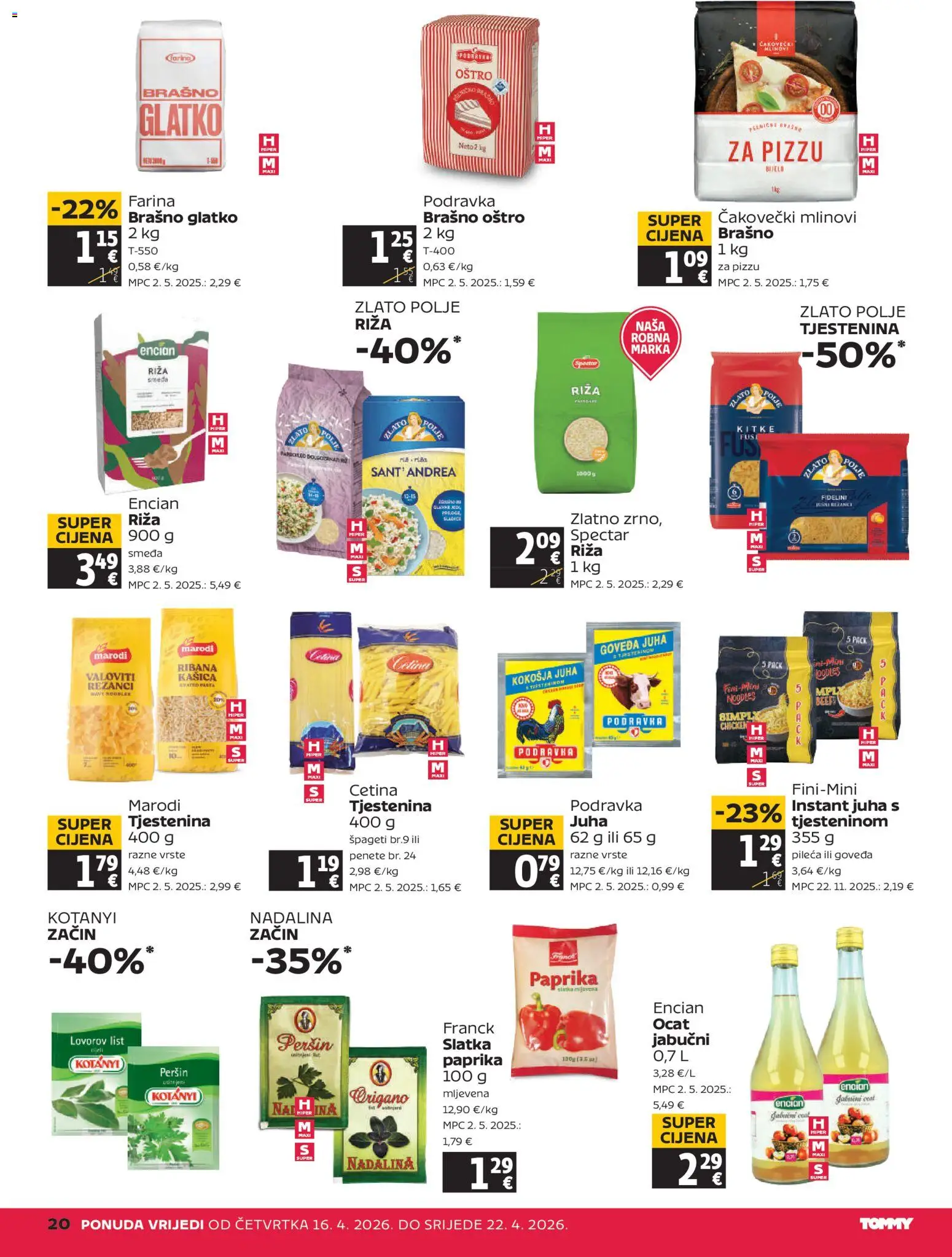 Tommy katalog | vrijedi od 16.04.2026 | Stranica: 20 | Proizvodi: Riža, Juha, Pasta, Peršin