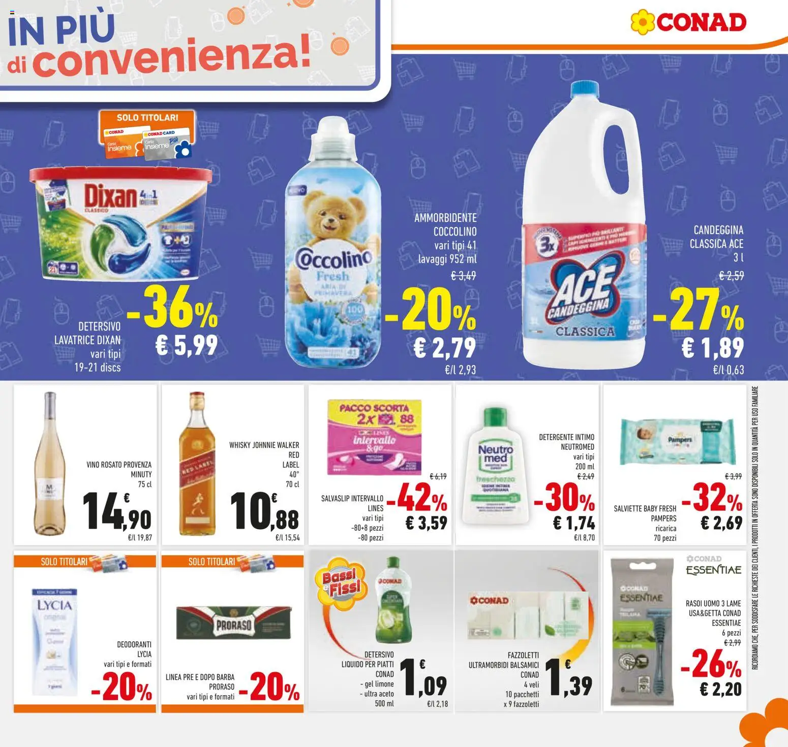 Volantino Conad del 06.11.2025 | Pagina: 37 | Prodotti: Ammorbidente, Whisky, Limone, Pampers