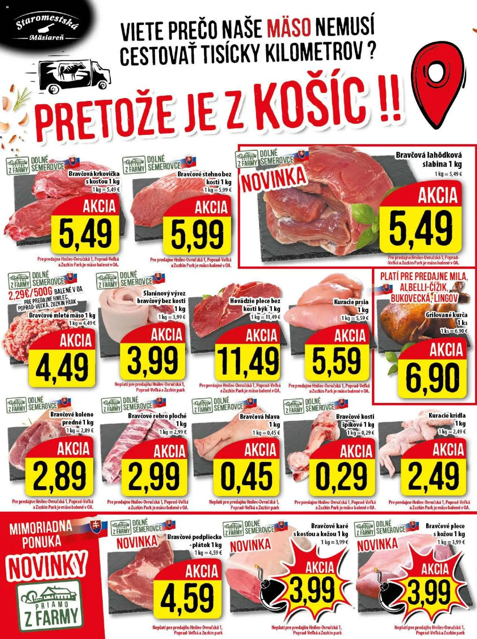 Nové Klas akcie – leták je platný od 10.11.2025 | Strana: 4 | Produkty: Bravčová krkovička, Kuracie prsia, Kuracie krídla, Kurča
