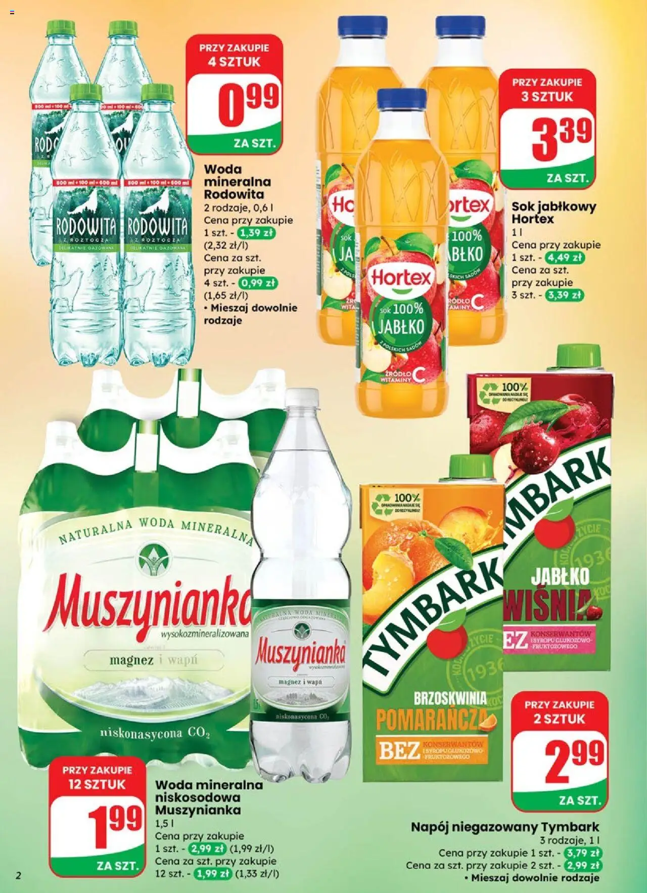 Dino Gazetka od 15.10.2025 | Strona: 2 | Produkty: Brzoskwinia, Sok jabłkowy, Muszynianka, Woda