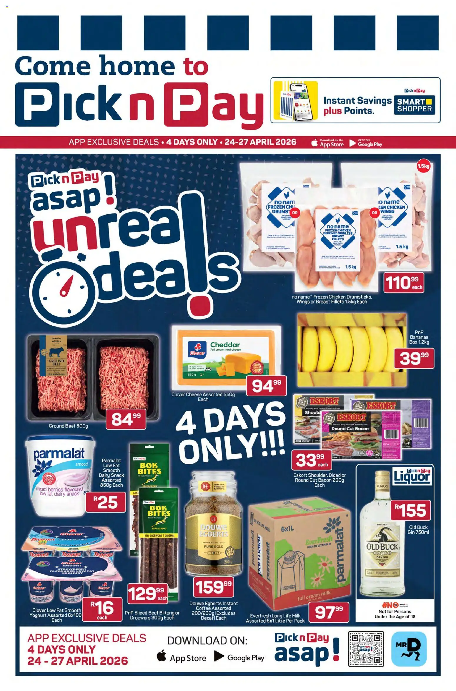 New Pick n Pay catalogue – valid from 24.04.2026 | Page: 1 | Products: Milk, Cheese, Gin, Cream