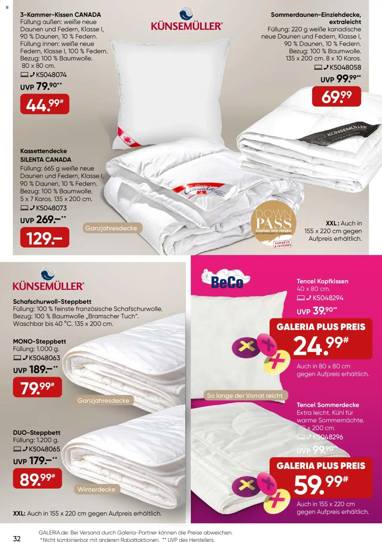 Galeria Karstadt Kaufhof Prospekt 	 - gültig ab dem 27.08.2025 | Seite: 32 | Produkte: Kopfkissen