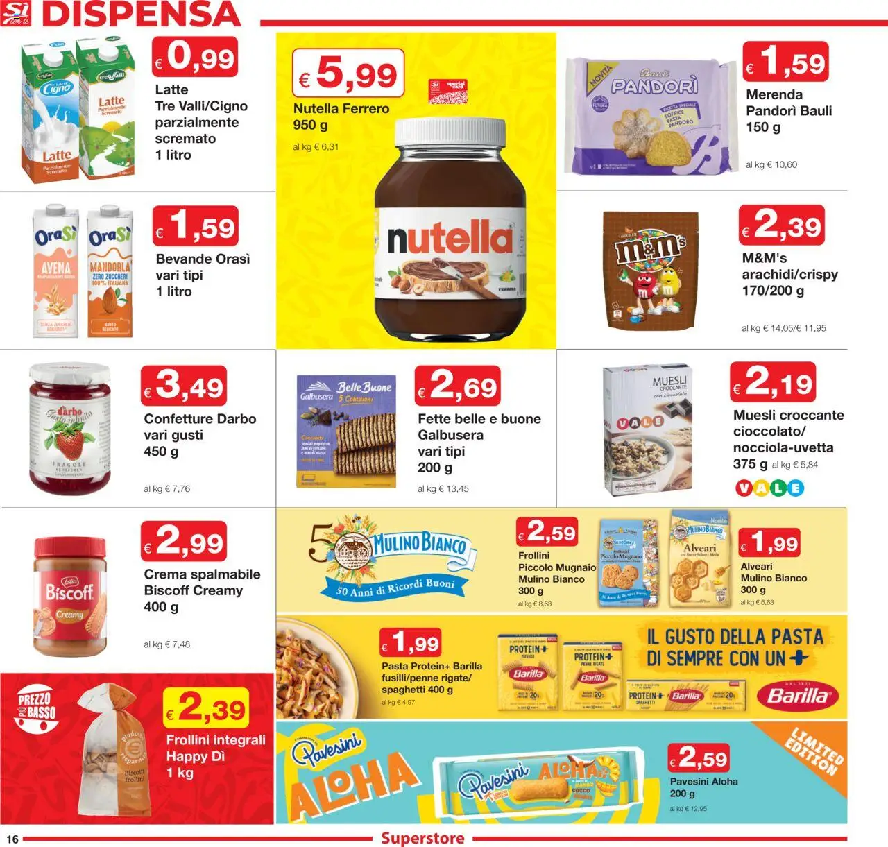 Volantino Sì con Te del 04.09.2025 | Pagina: 16 | Prodotti: Crema, Pasta, Nutella, Frollini