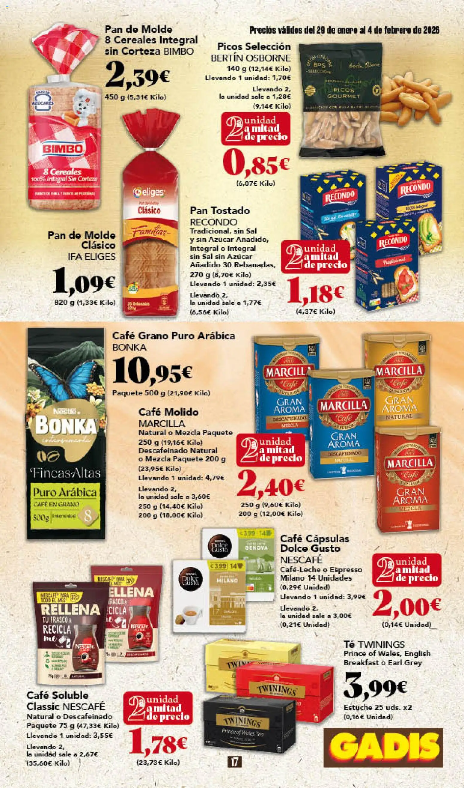 Gadis - folleto │ válido desde el 29.01.2026 | Página: 17 | Productos: Pan, Cereales, Pan de molde, Μηχανή καφέ