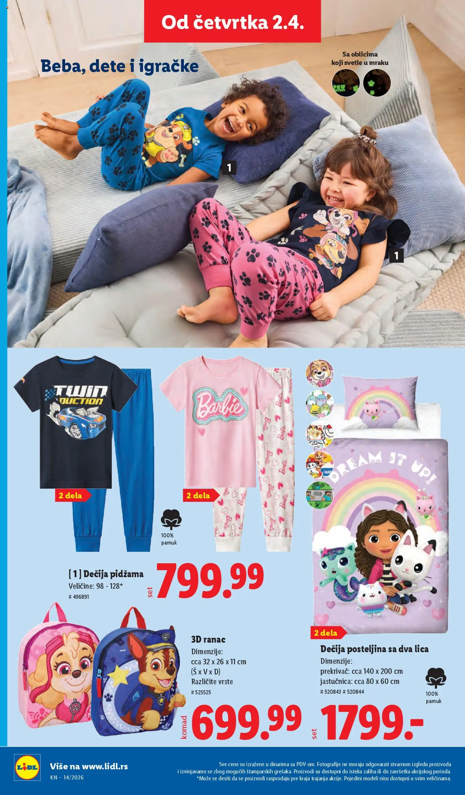 Lidl katalog - važi od 02.04.2026 | Strana: 72 | Proizvode: Ranac, Pidžama, Barbie
