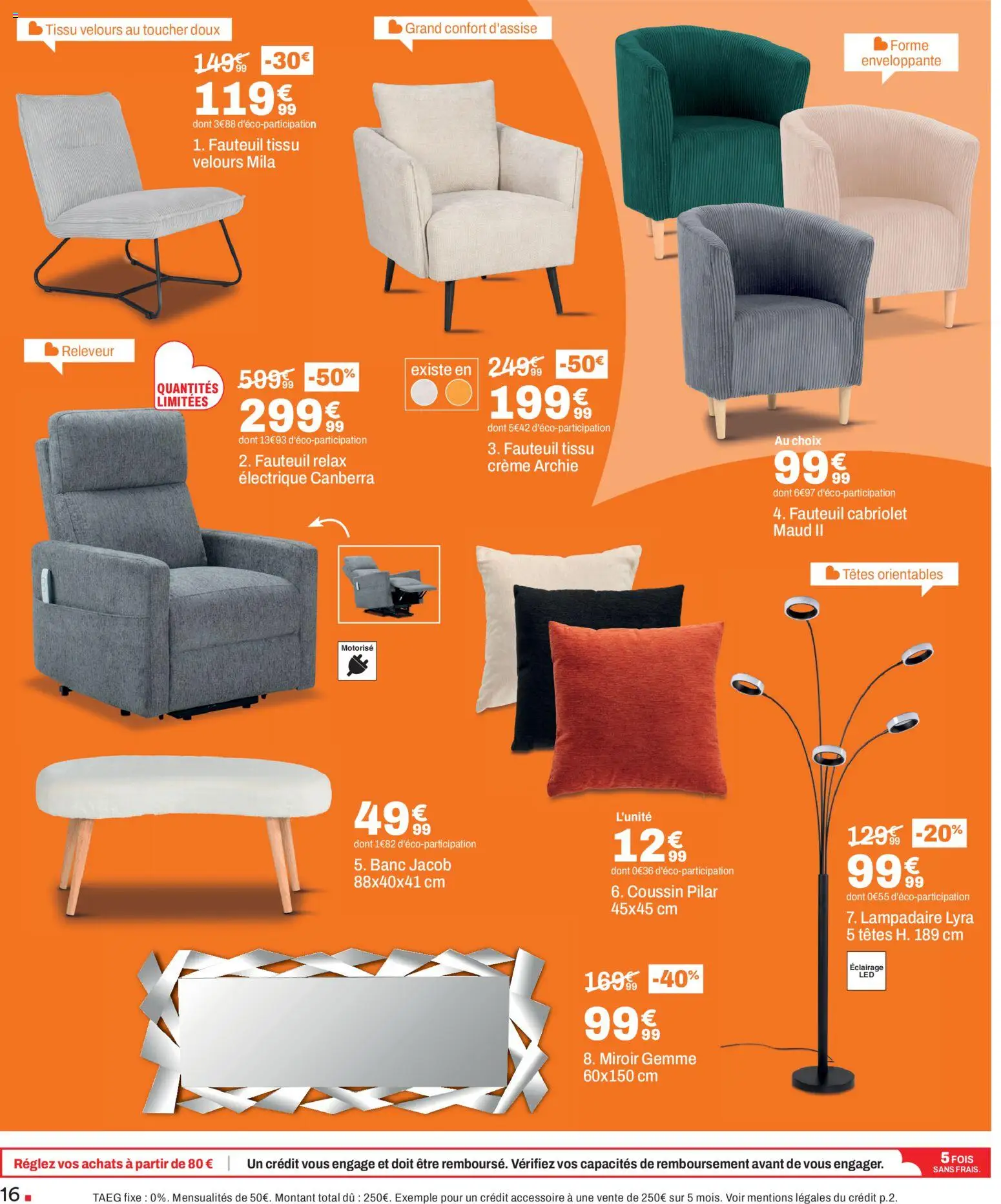 {H1} | Page: 16 | Produits: Lampadaire, Fauteuil, Miroir, Crème