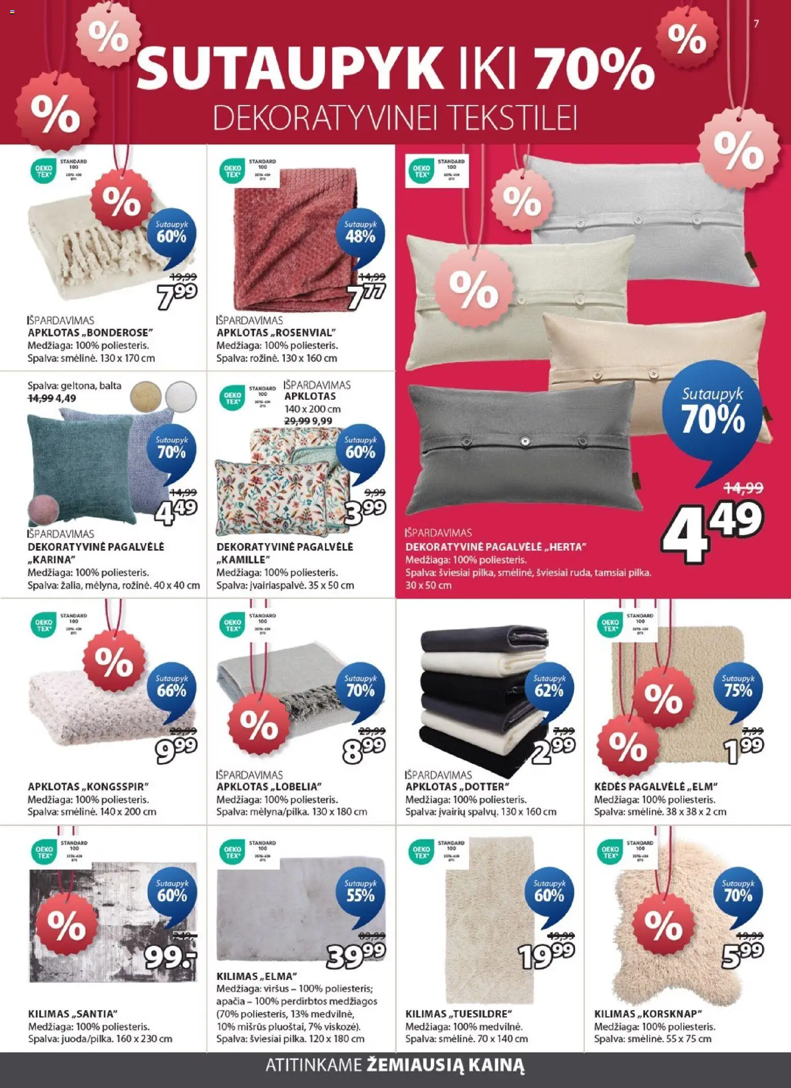 JYSK akcijos nuo 06.01.2026 | Puslapis: 7 | Prekių: Pagalvėlė, Kilimas