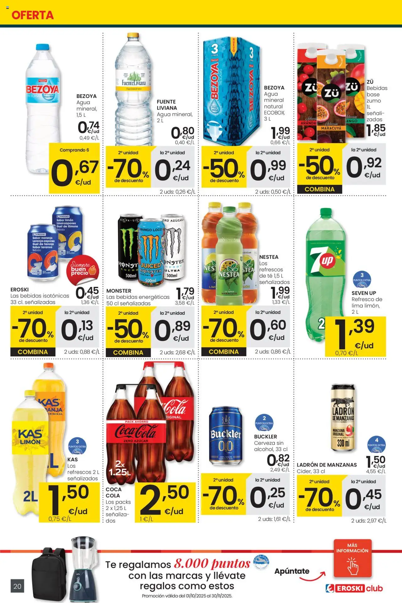 Eroski - Precio más bajo Center │ válido desde el 16.10.2025 | Página: 20 | Productos: Cerveza, Manzanas, Manzana, Té