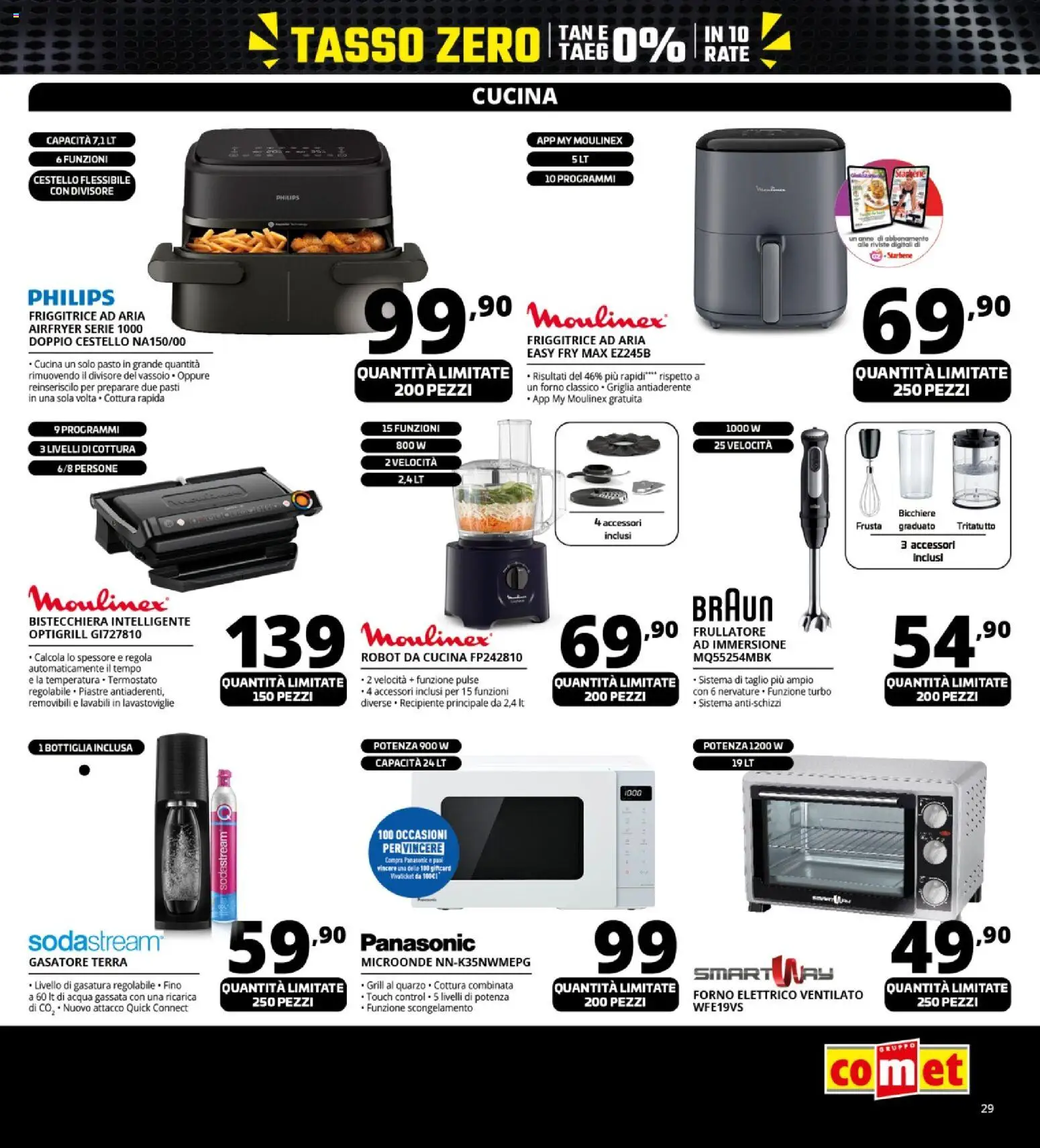 Volantino Comet del 26.11.2025 | Pagina: 29 | Prodotti: Friggitrice ad aria, Bistecchiera, Friggitrice, Robot da cucina